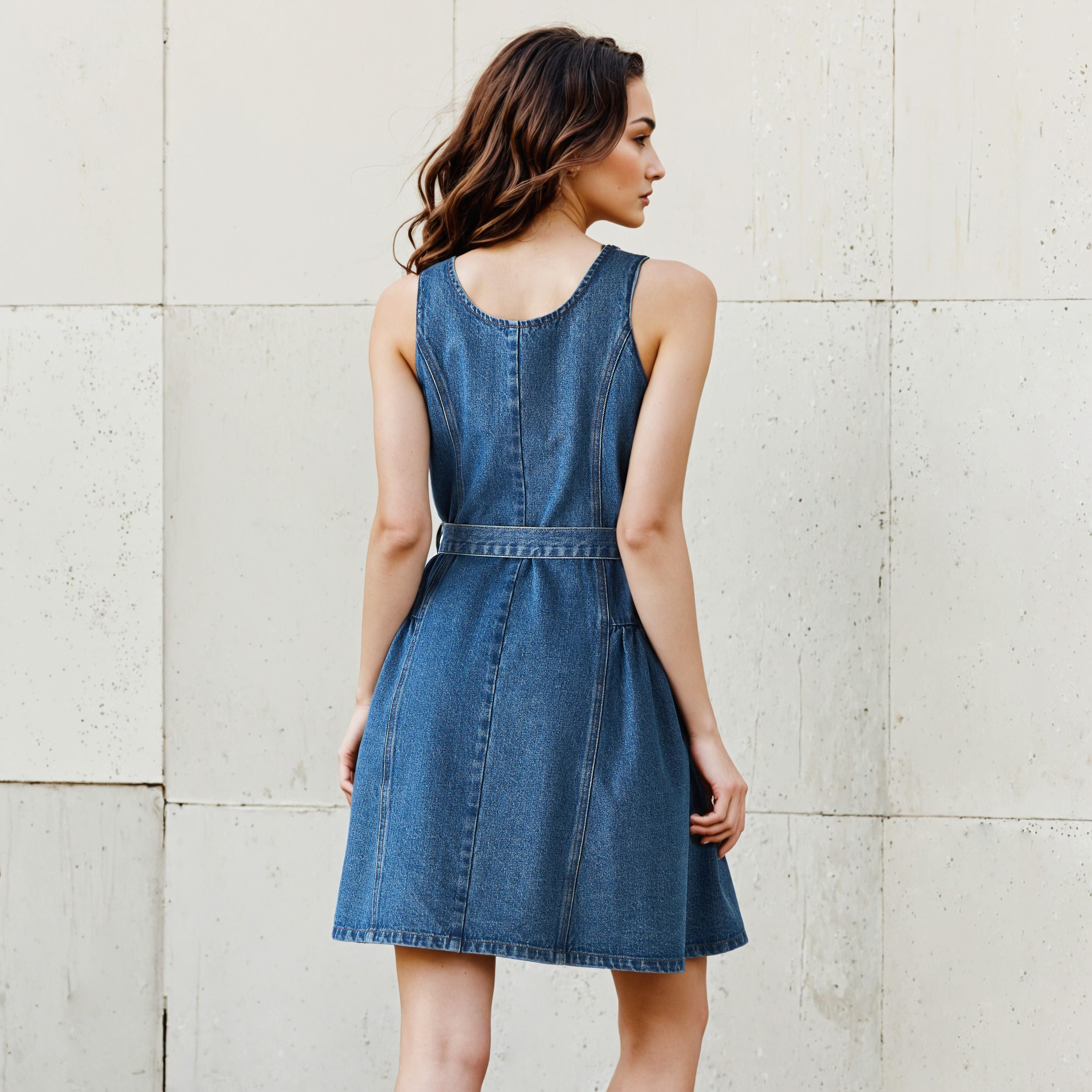 فستان دينم ميني بدون أكمام بسحّاب أزرار من تو إكستريمز-women-clothing-dresses-image-4