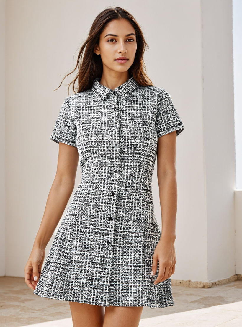 2Xtremz Tweed Knit Mini Dress with Collar-women-clothing-dresses-image-1