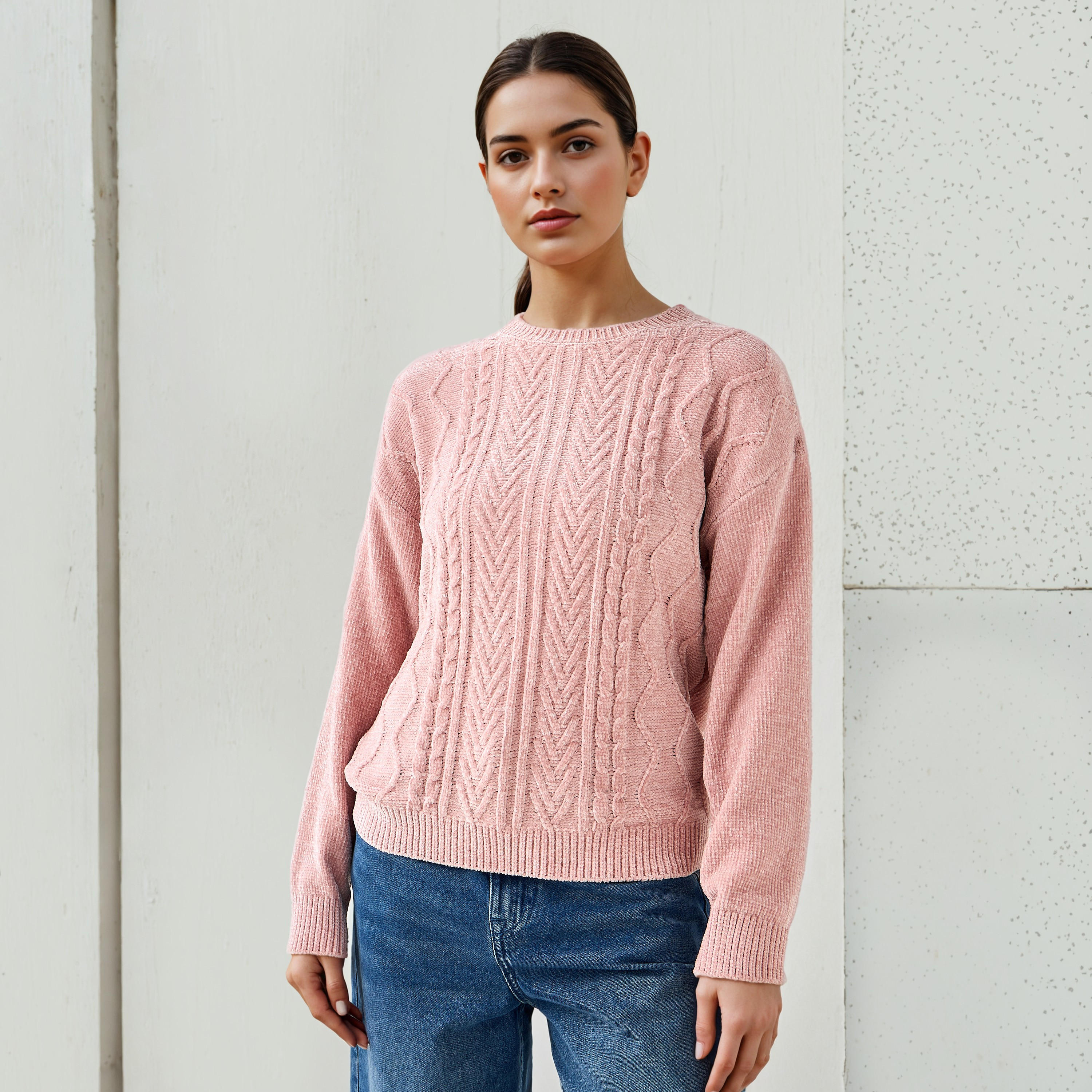 2Xtremz Textured Chenille Sweater with Long Sleeves-women-clothing-cardigansandjumpers-jumpers-image-1