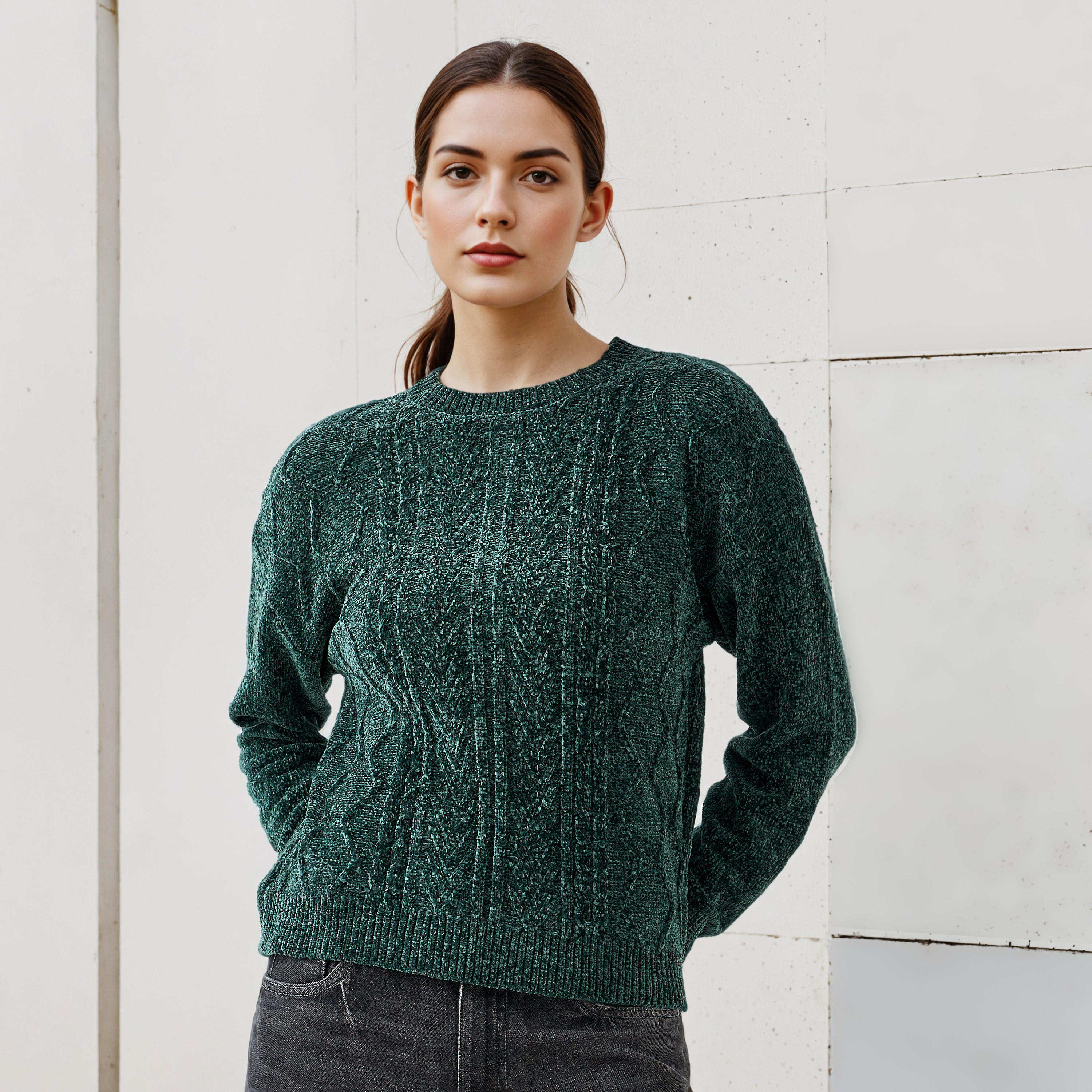 كنزة شنيل بارزة الملمس بأكمام طويلة من تو إكستريمز-women-clothing-cardigansandjumpers-jumpers-image-1
