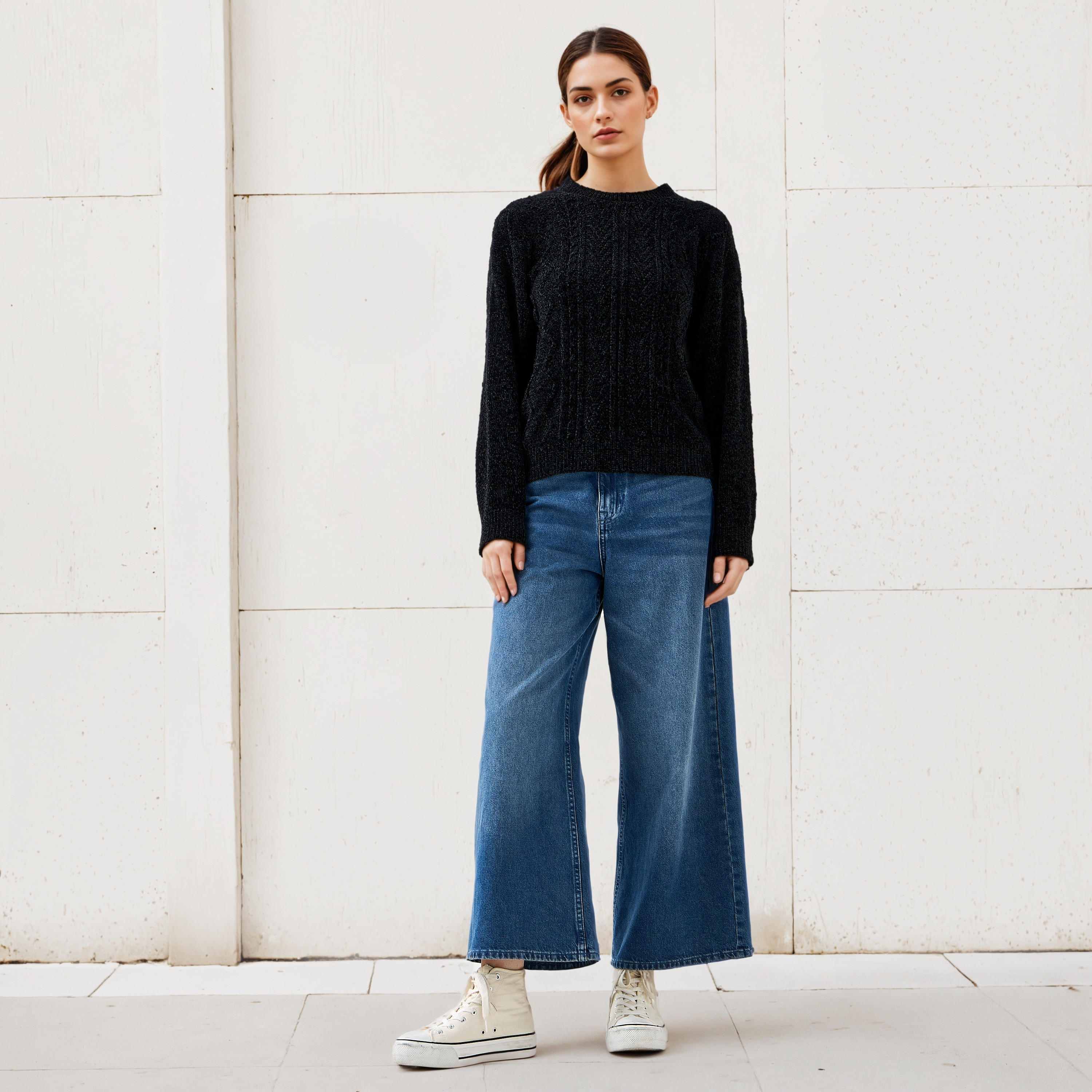 كنزة شنيل بارزة الملمس بأكمام طويلة من تو إكستريمز-women-clothing-cardigansandjumpers-jumpers-image-2