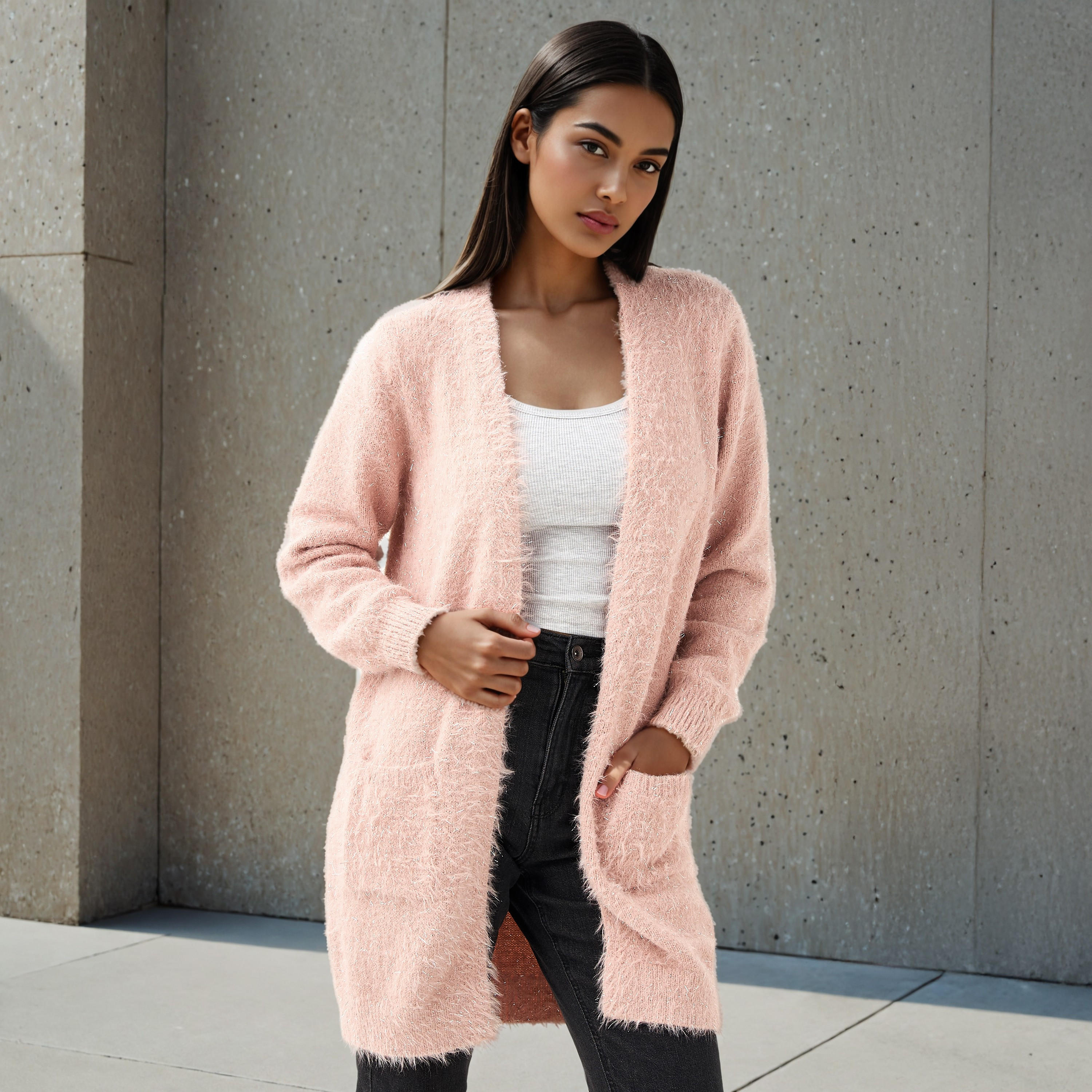 كارديجان طويل بارز الملمس لوركس من تو إكستريمز-women-winterwear-cardigansandjumpers-cardigans-image-1