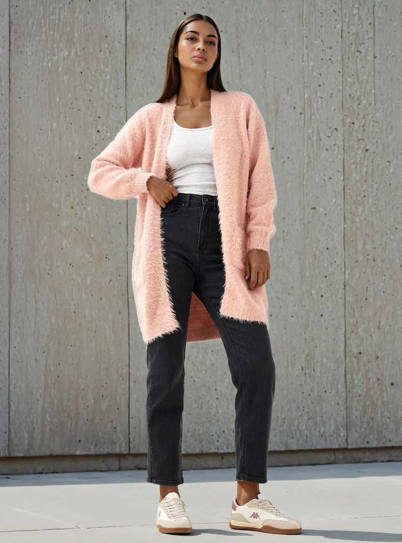 كارديجان طويل بارز الملمس لوركس من تو إكستريمز-women-winterwear-cardigansandjumpers-cardigans-image-2