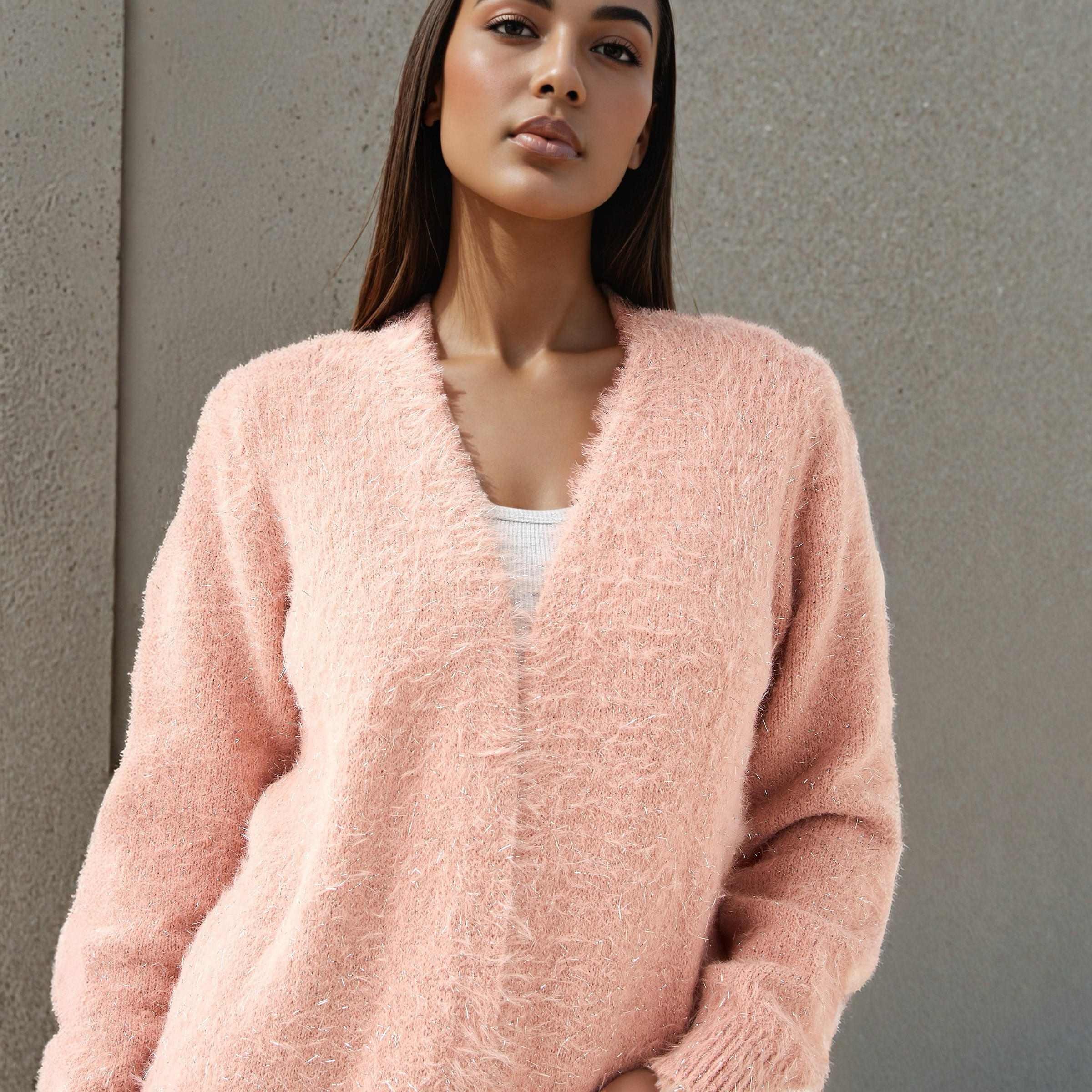 2Xtremz Textured Lurex Longline Cardigan-women-winterwear-cardigansandjumpers-cardigans-image-3