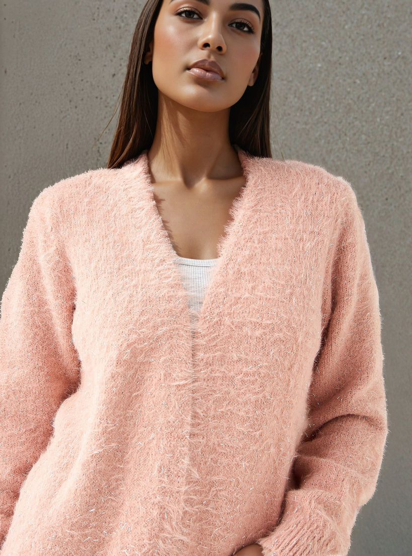 كارديجان طويل بارز الملمس لوركس من تو إكستريمز-women-winterwear-cardigansandjumpers-cardigans-image-3