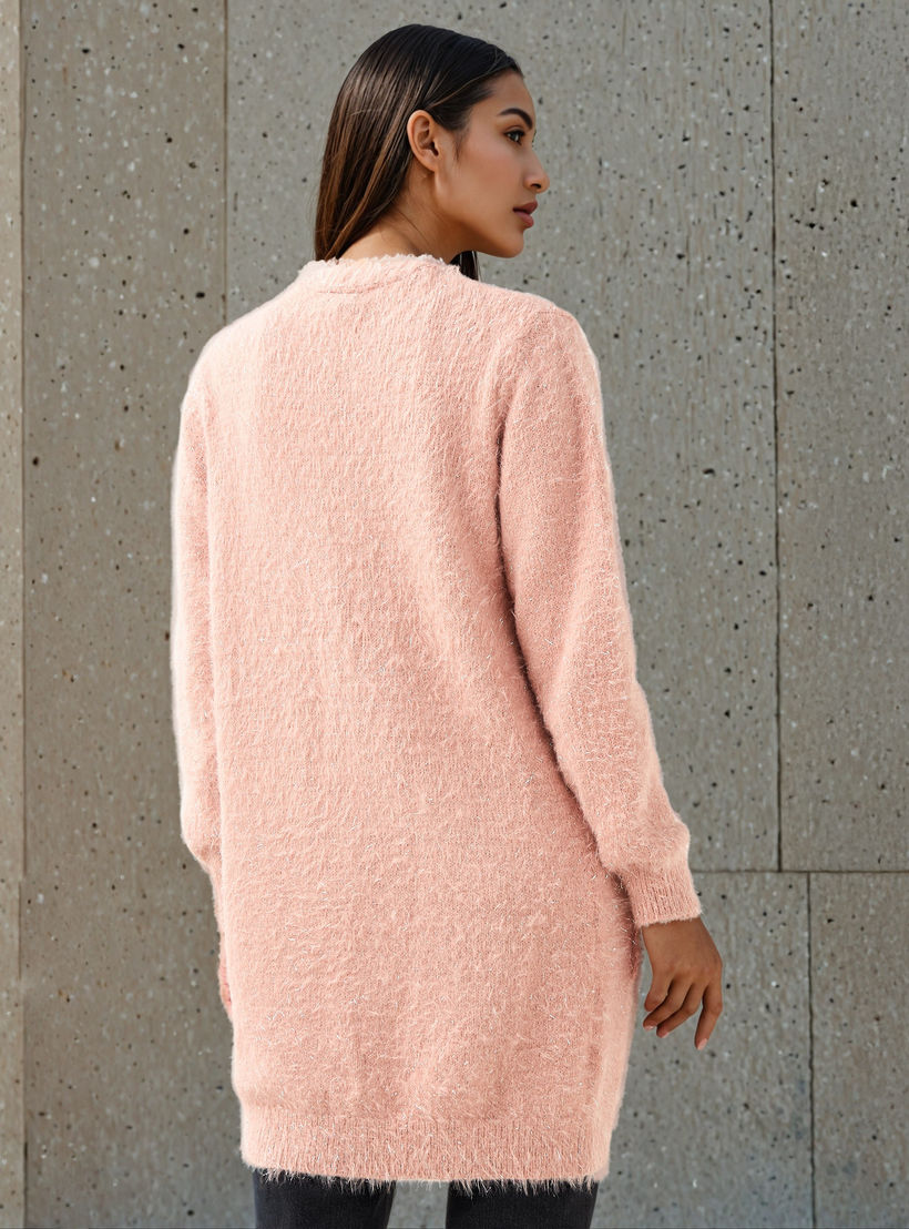 كارديجان طويل بارز الملمس لوركس من تو إكستريمز-women-winterwear-cardigansandjumpers-cardigans-image-4