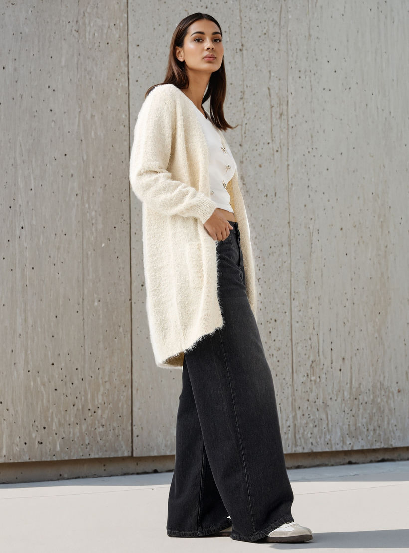 كارديجان طويل بارز الملمس لوركس من تو إكستريمز-women-winterwear-cardigansandjumpers-cardigans-image-4