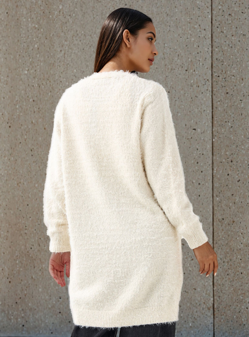 كارديجان طويل بارز الملمس لوركس من تو إكستريمز-women-winterwear-cardigansandjumpers-cardigans-image-2