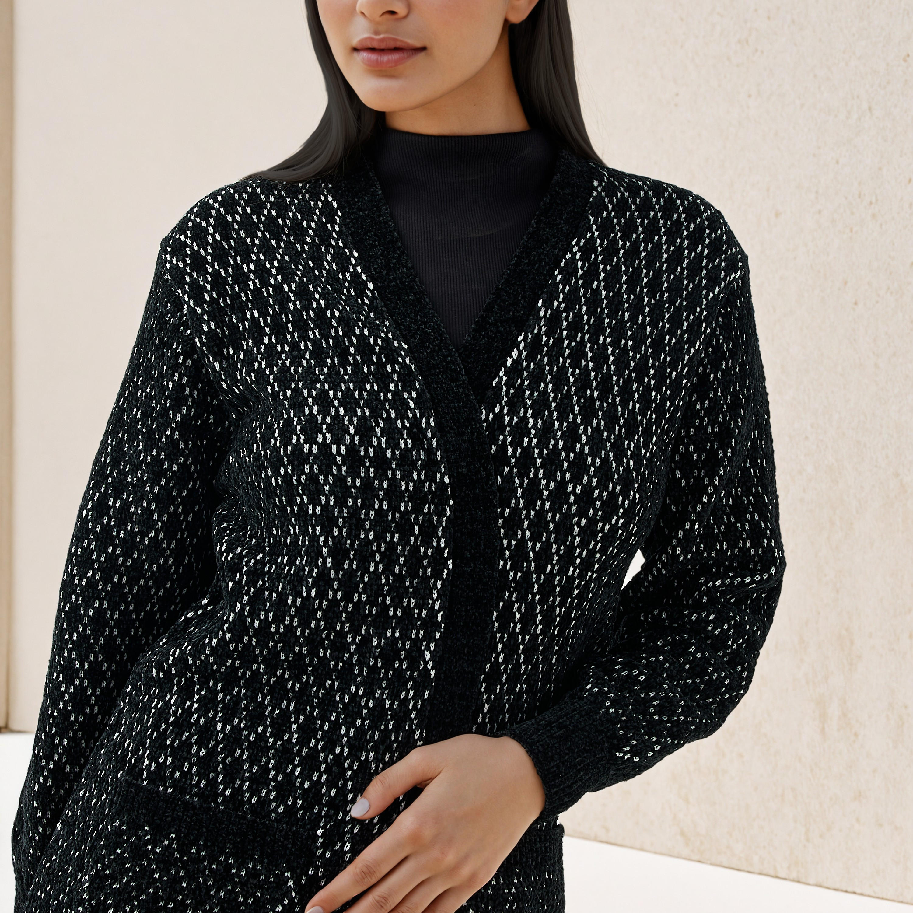 كارديجان طويل بارز الملمس من توإكستريمز-women-winterwear-cardigansandjumpers-cardigans-image-3