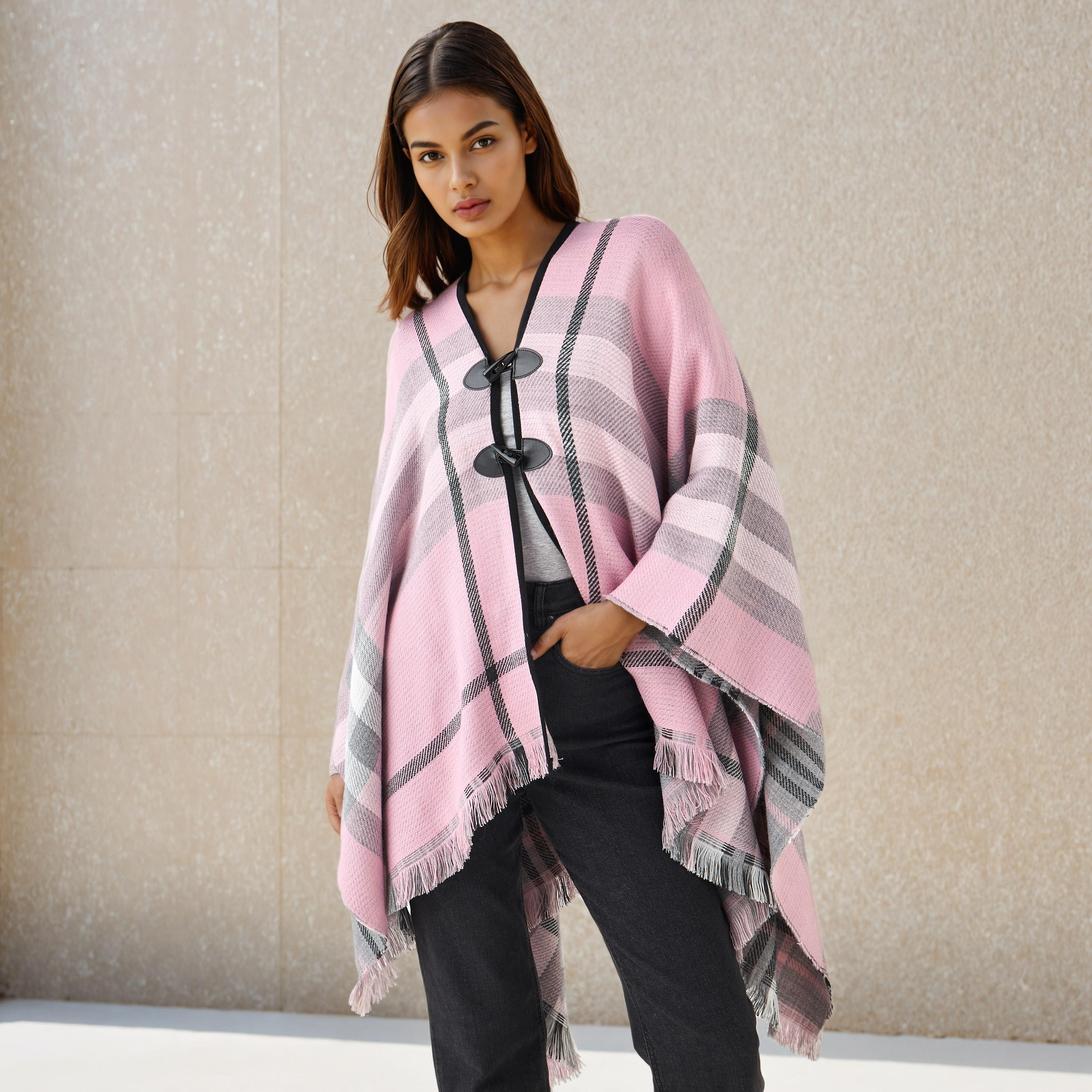 بونشو أكريليك طويل غير متماثل قابل للارتداء على الوجهين من تو إكستريمز-women-winterwear-coatsandjackets-jackets-image-1