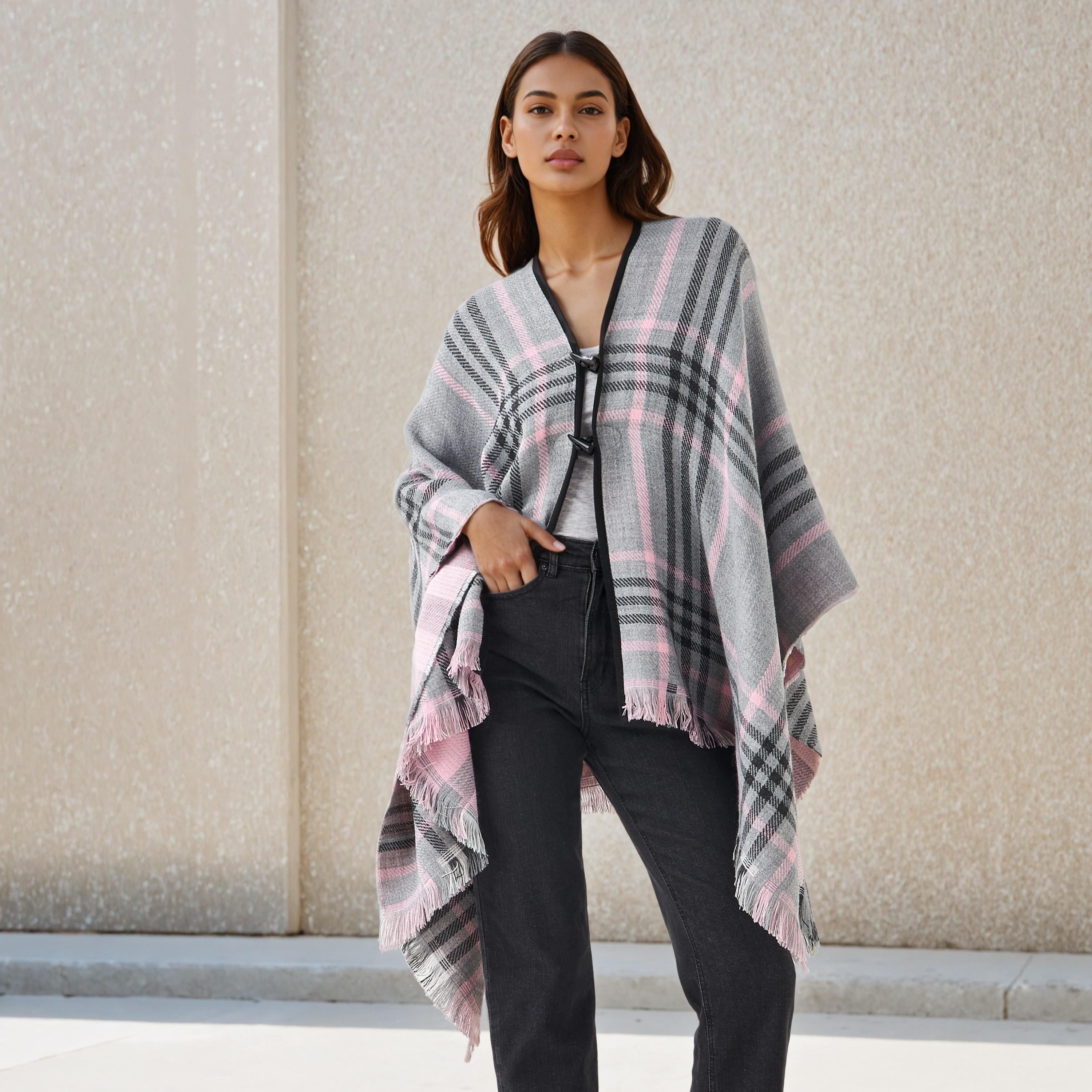 بونشو أكريليك طويل غير متماثل قابل للارتداء على الوجهين من تو إكستريمز-women-winterwear-coatsandjackets-jackets-image-2
