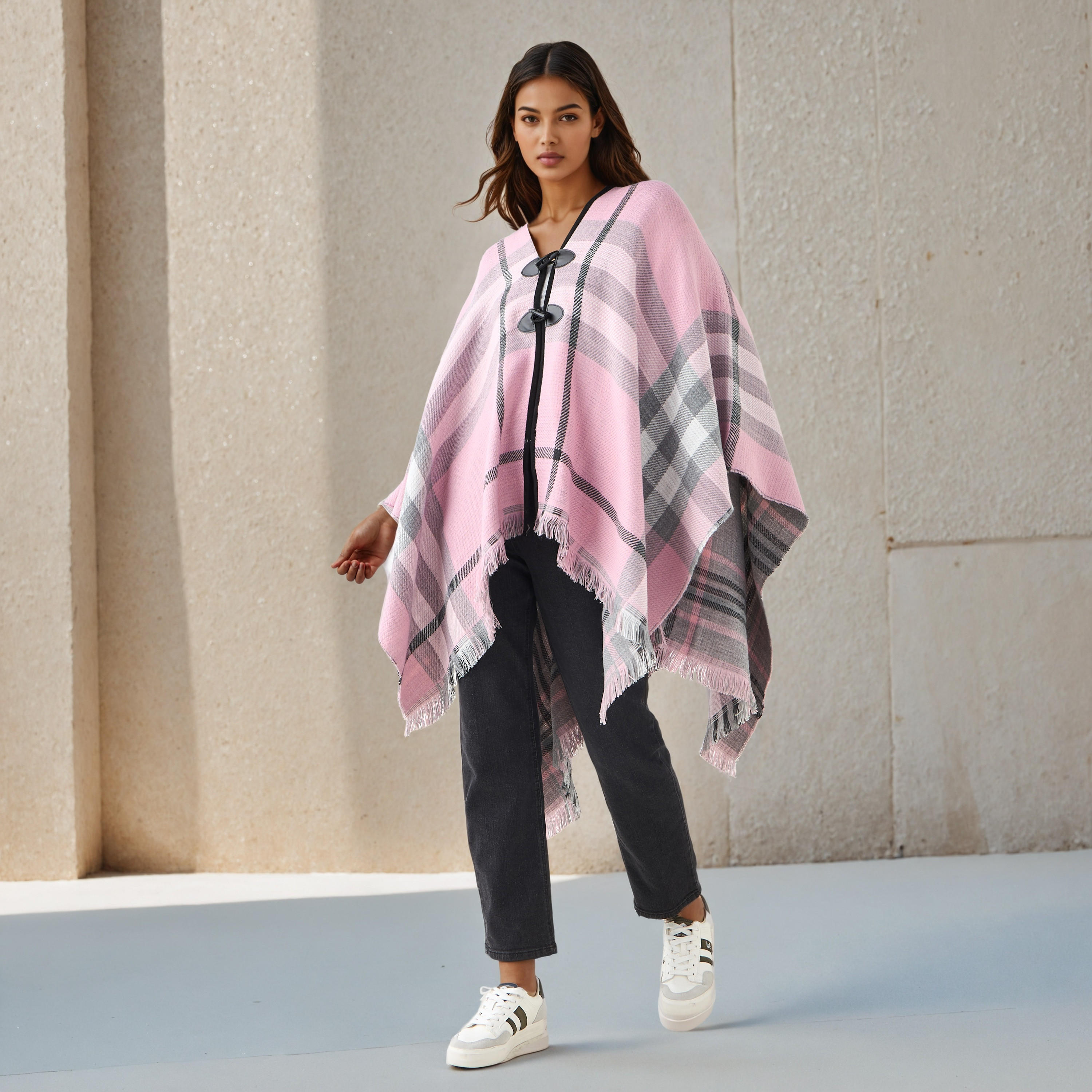 بونشو أكريليك طويل غير متماثل قابل للارتداء على الوجهين من تو إكستريمز-women-winterwear-coatsandjackets-jackets-image-3