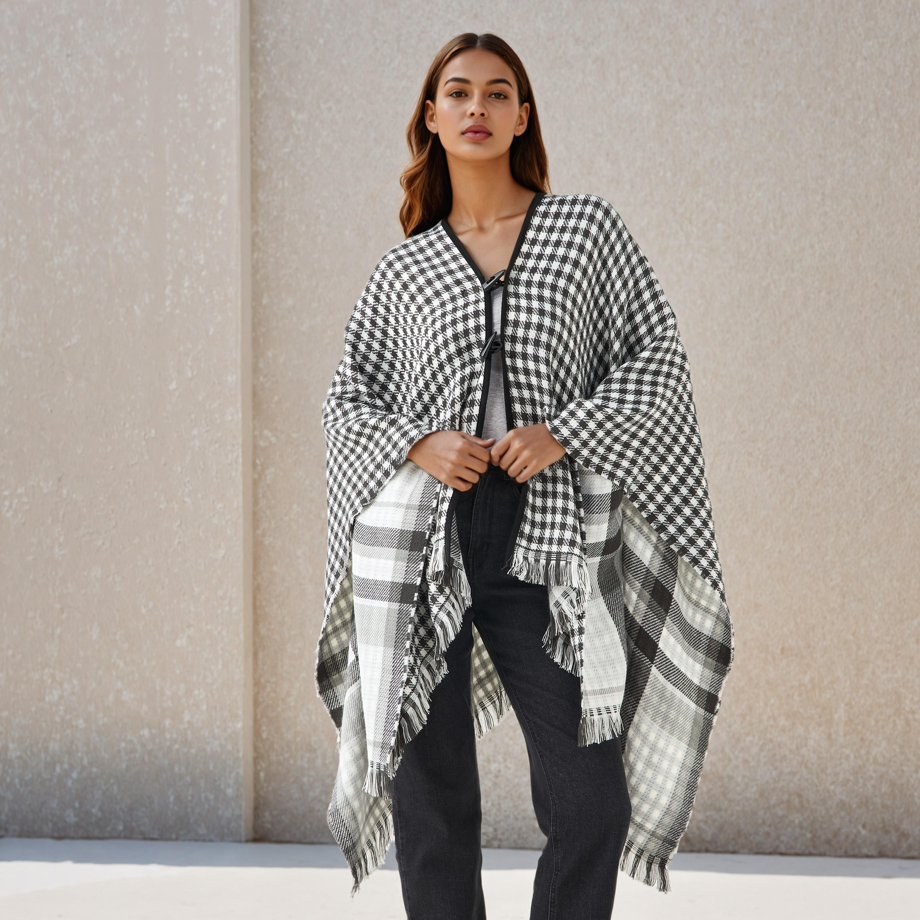 بونشو أكريليك طويل غير متماثل قابل للارتداء على الوجهين من تو إكستريمز-women-winterwear-coatsandjackets-jackets-image-7