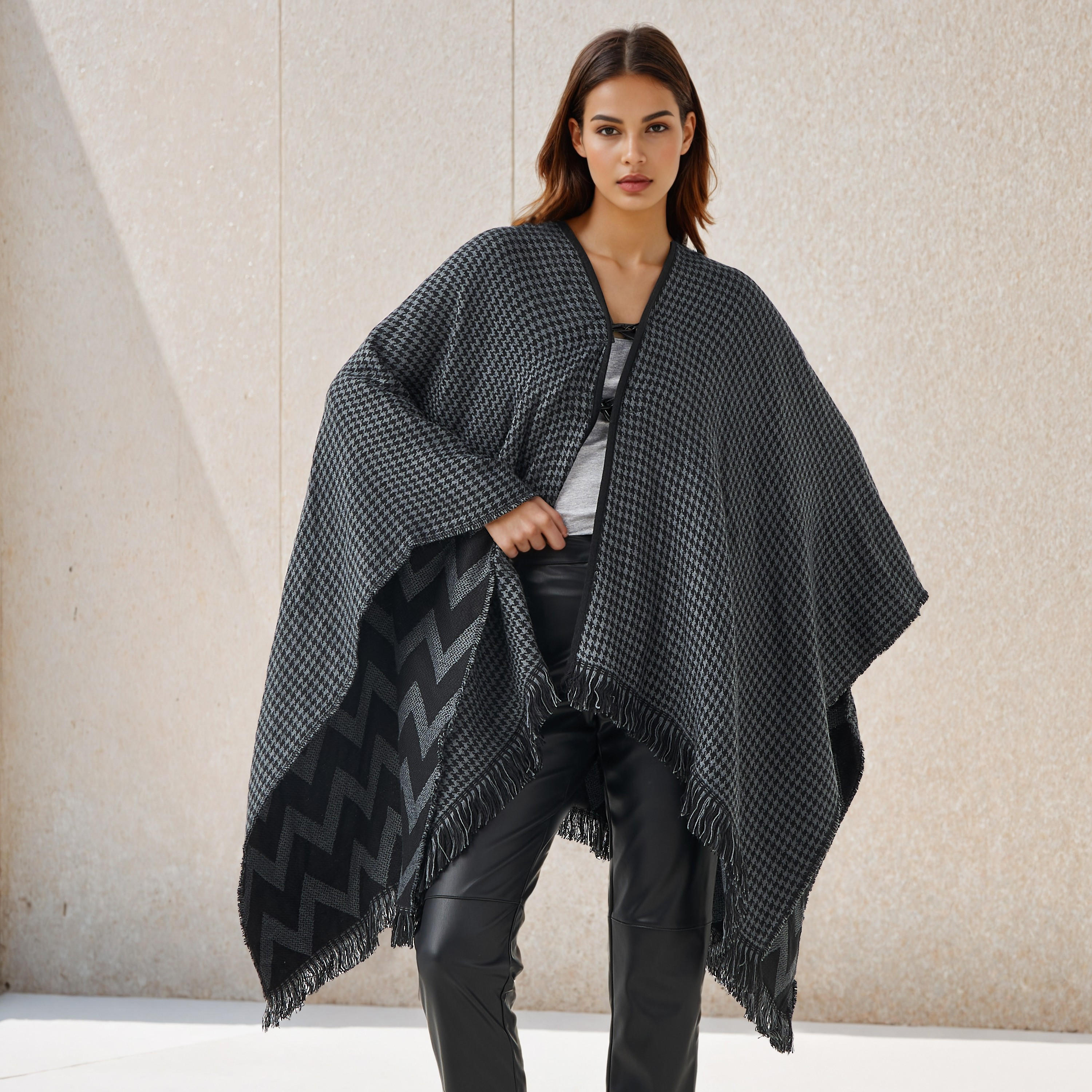 بونشو أكريليك طويل غير متماثل قابل للارتداء على الوجهين من تو إكستريمز-women-winterwear-coatsandjackets-jackets-image-7