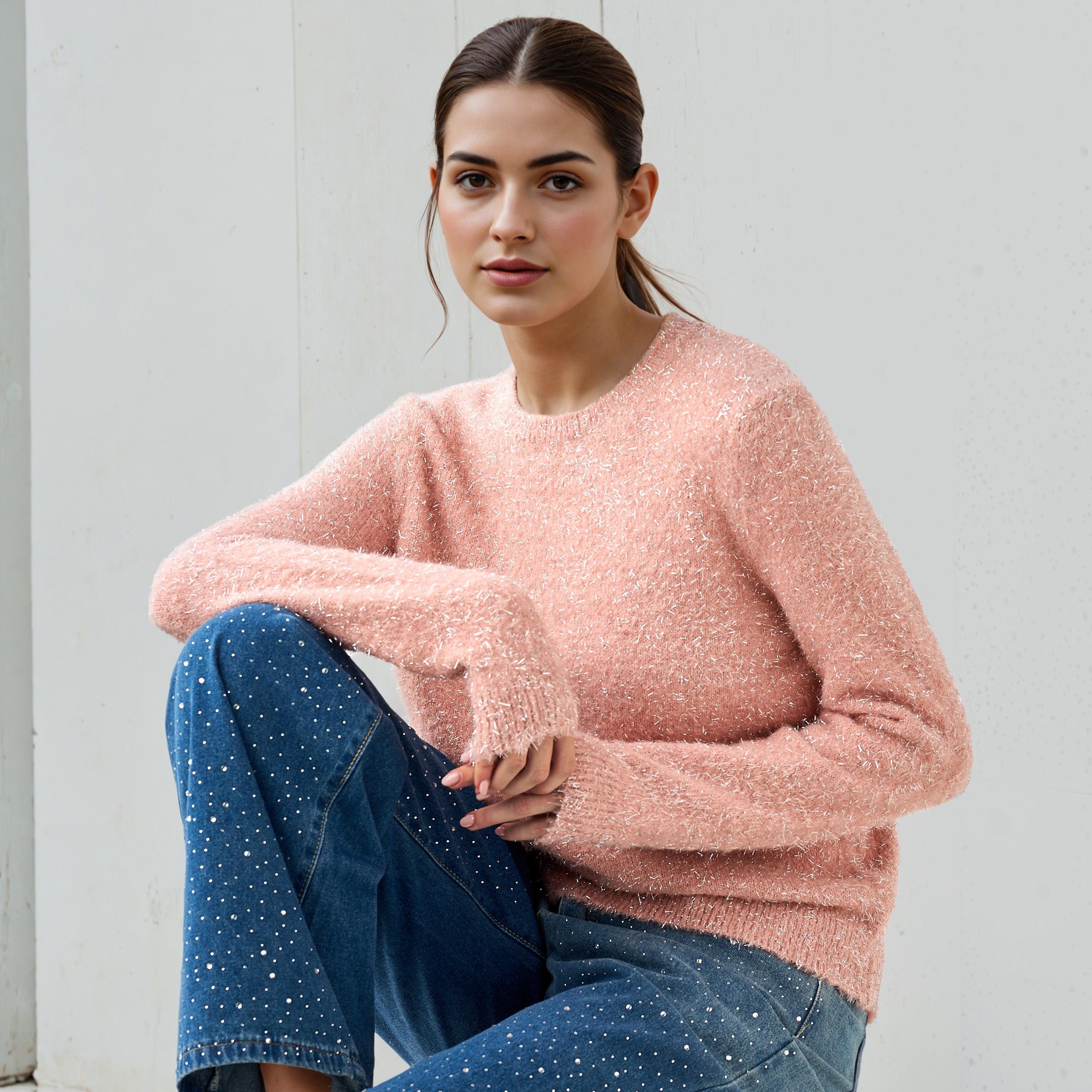 كنزة لوريكس مغطاة بالوبر مع أكمام طويلة من تو إكستريمز-women-clothing-cardigansandjumpers-jumpers-image-5