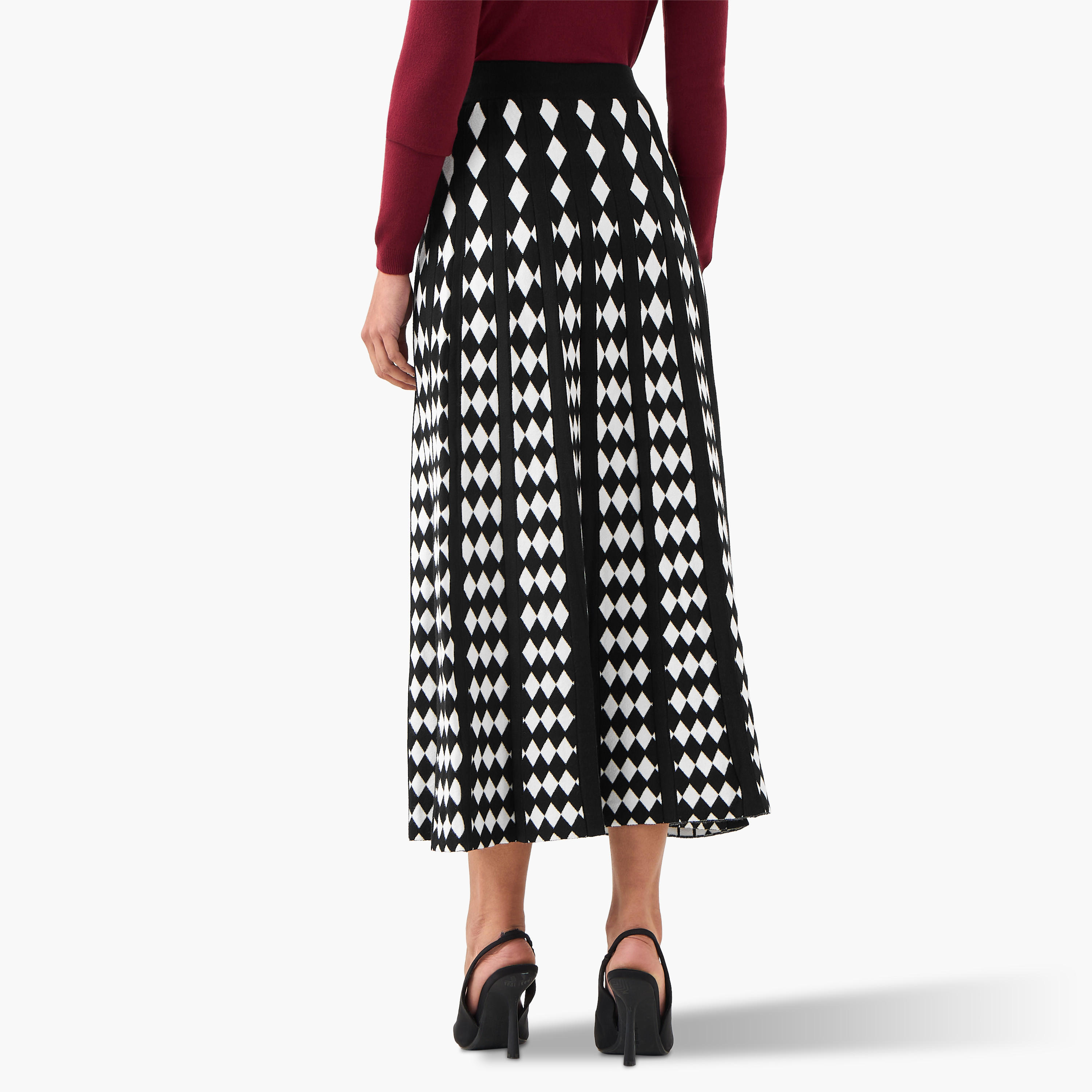 2Xtremz Midi Viscose Blend A-line Skirt with Geometric Texture-women-clothing-bottoms-skirts-image-4