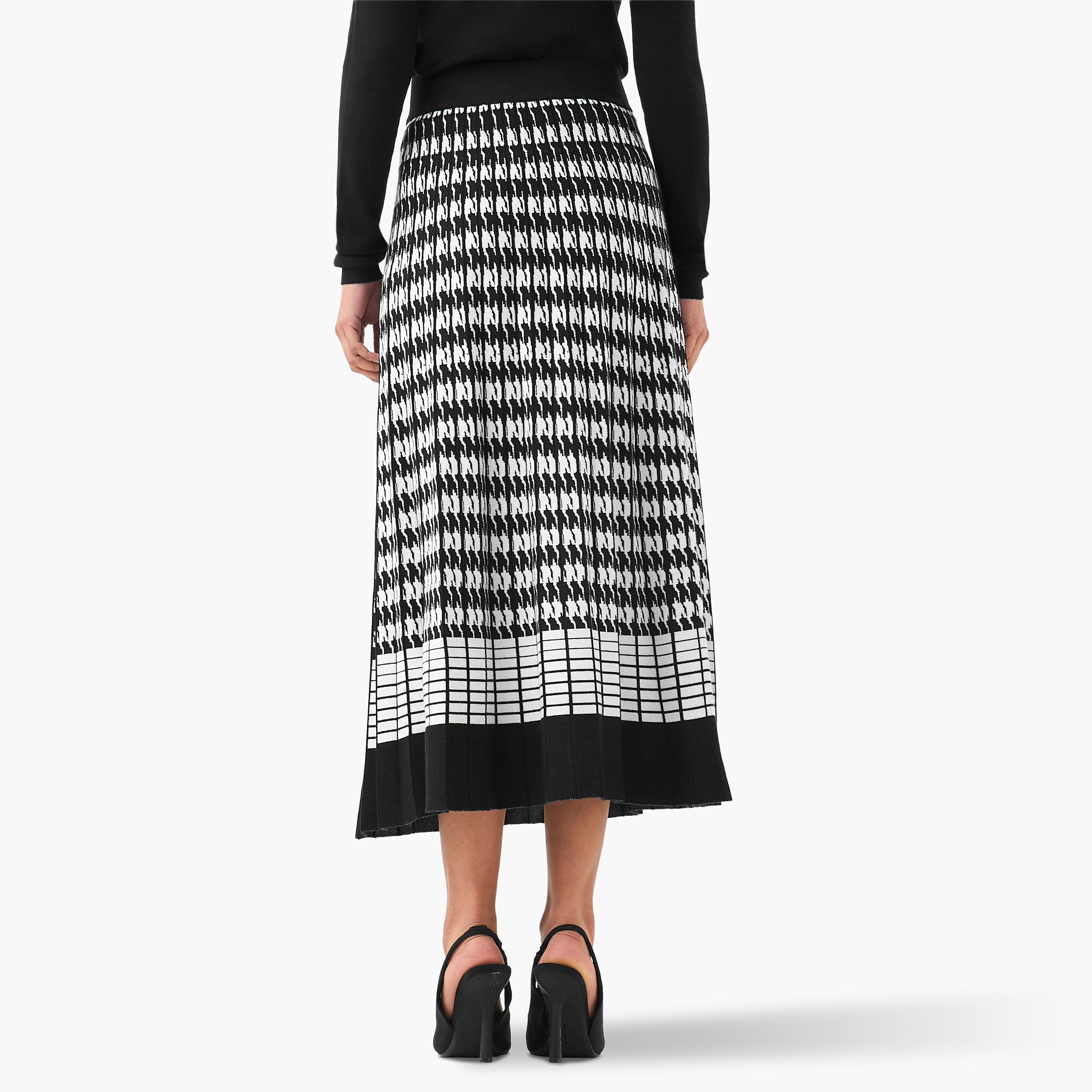 2Xtremz Midi Viscose Blend A-line Skirt with Geometric Texture-women-clothing-bottoms-skirts-image-4