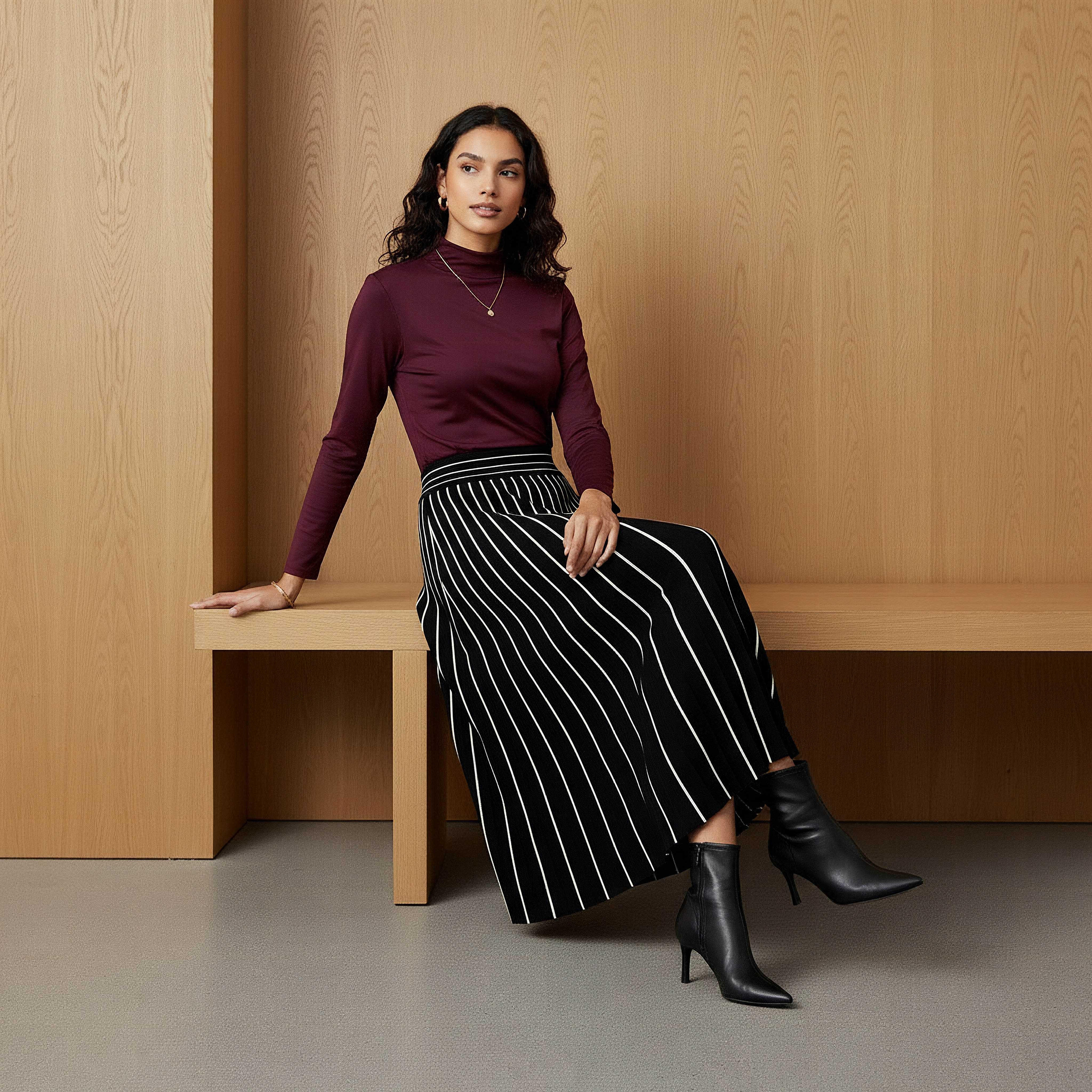 2Xtremz Midi Viscose Blend A-line Skirt with Stripes-women-clothing-bottoms-skirts-image-5