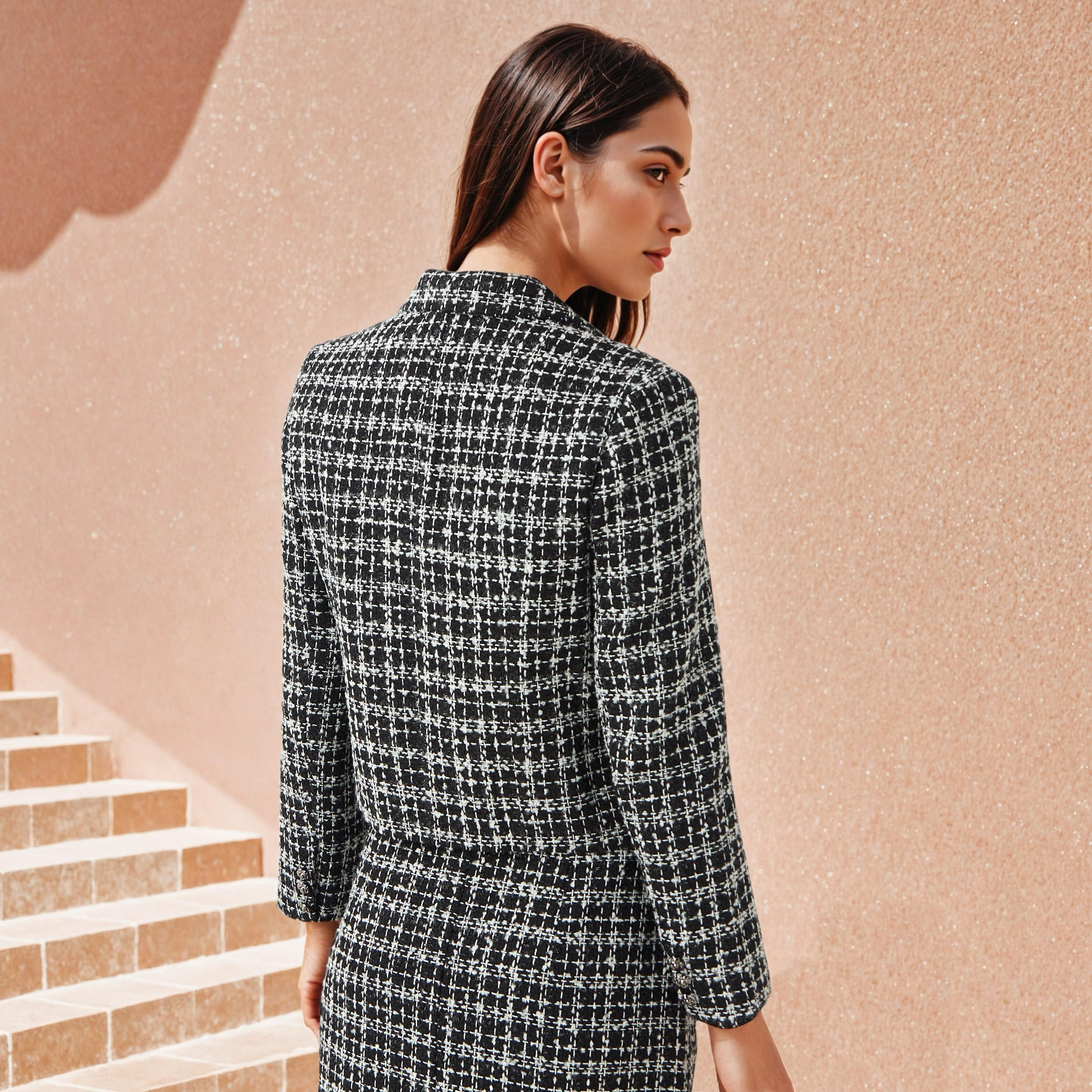 2Xtremz Checked Notch Lapel Tweed Jacket-women-winterwear-coatsandjackets-jackets-image-3