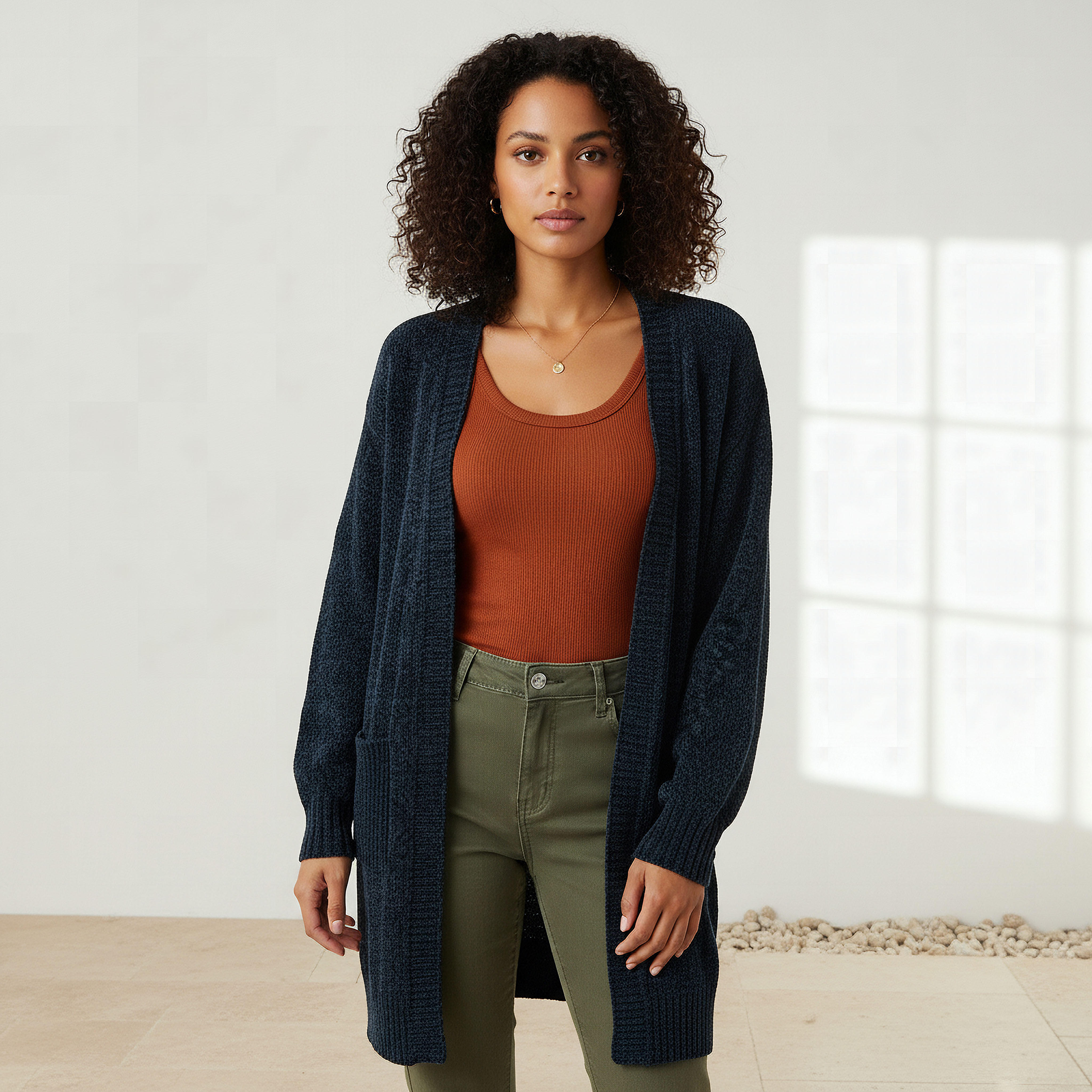 2Xtremz Longline Open Front Chenille Cardigan-women-winterwear-cardigansandjumpers-cardigans-image-1