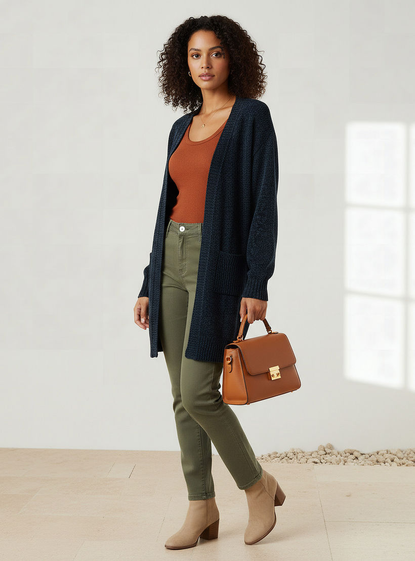 كارديجان شنيل طويل بمقدمة مفتوحة من تو إكستريمز-women-winterwear-cardigansandjumpers-cardigans-image-4