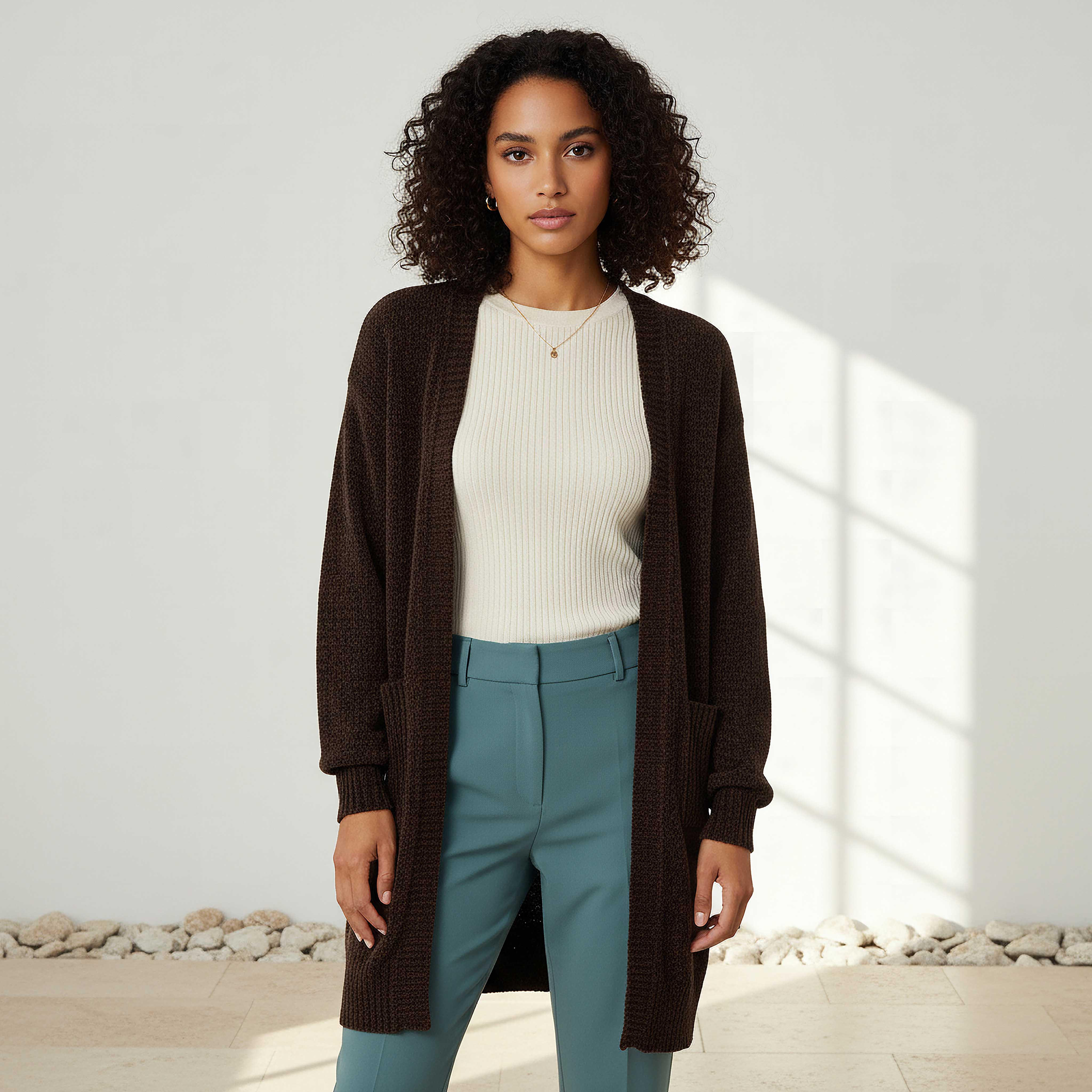 2Xtremz Longline Open Front Chenille Cardigan-women-winterwear-cardigansandjumpers-cardigans-image-1
