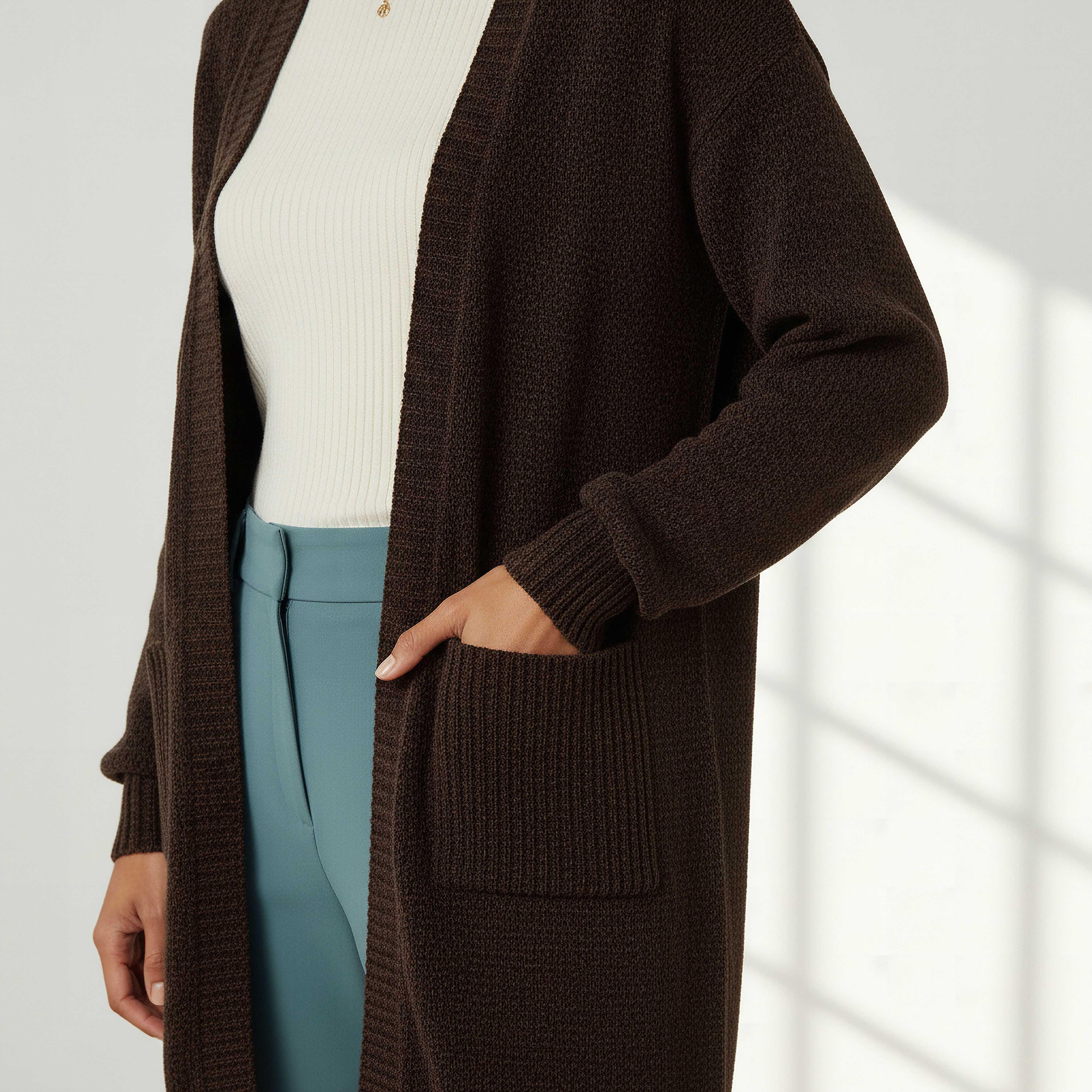 2Xtremz Longline Open Front Chenille Cardigan-women-winterwear-cardigansandjumpers-cardigans-image-4