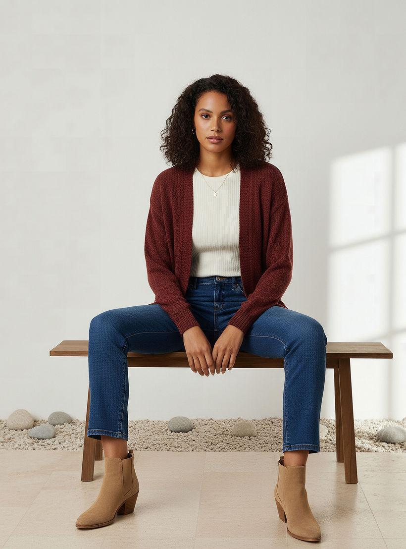 كارديجان شنيل طويل بمقدمة مفتوحة من تو إكستريمز-women-winterwear-cardigansandjumpers-cardigans-image-1