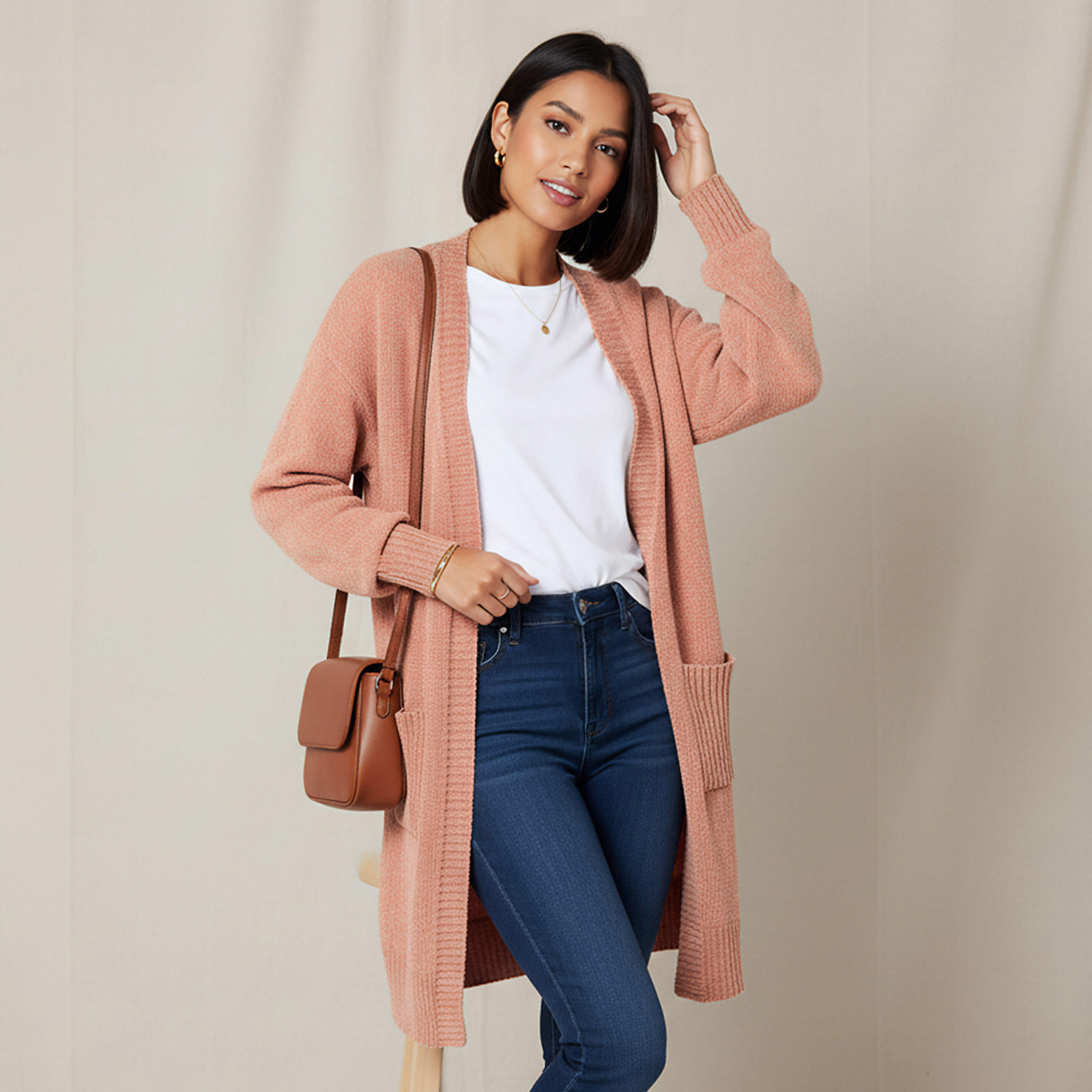 2Xtremz Longline Open Front Chenille Cardigan-women-winterwear-cardigansandjumpers-cardigans-image-1