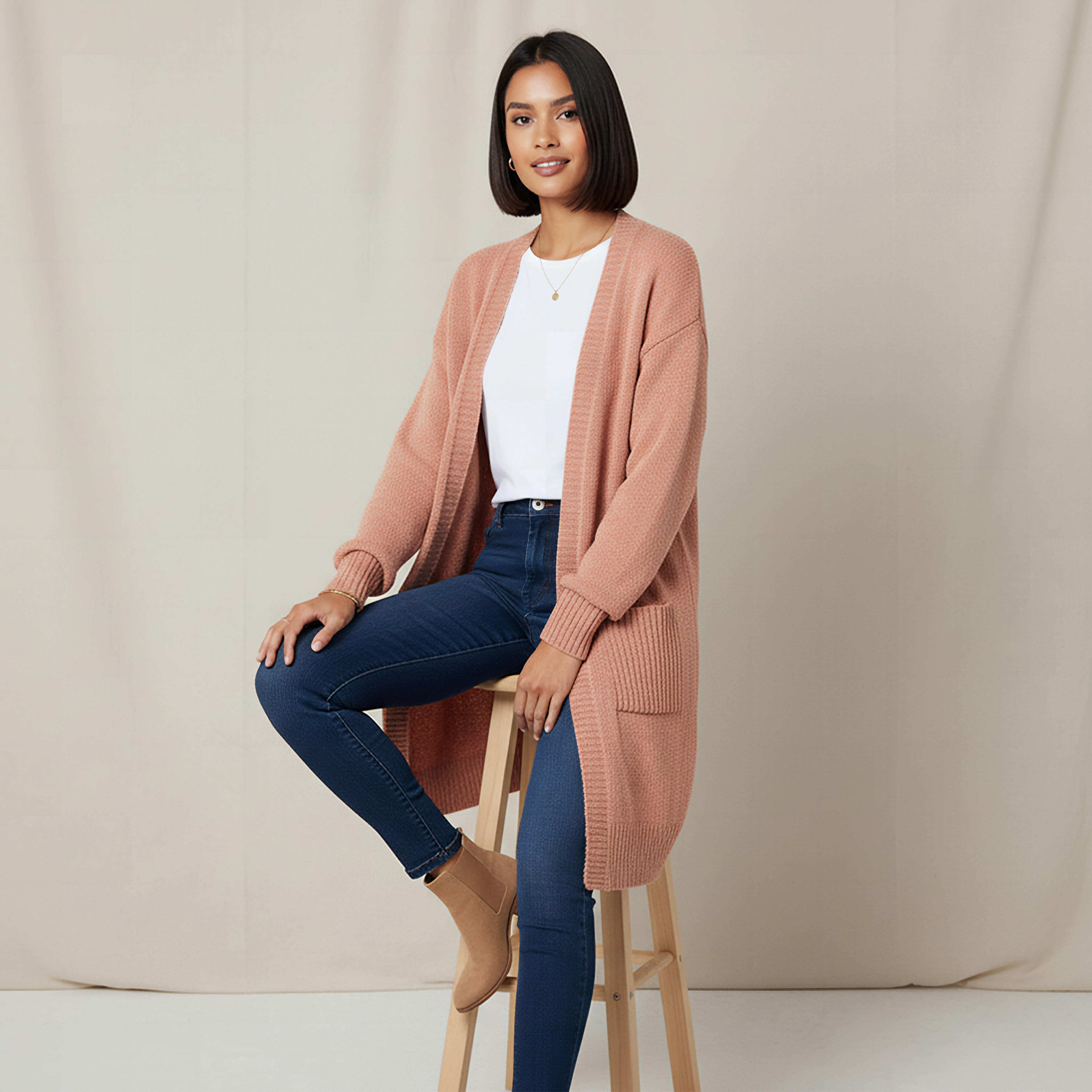 2Xtremz Longline Open Front Chenille Cardigan-women-winterwear-cardigansandjumpers-cardigans-image-5