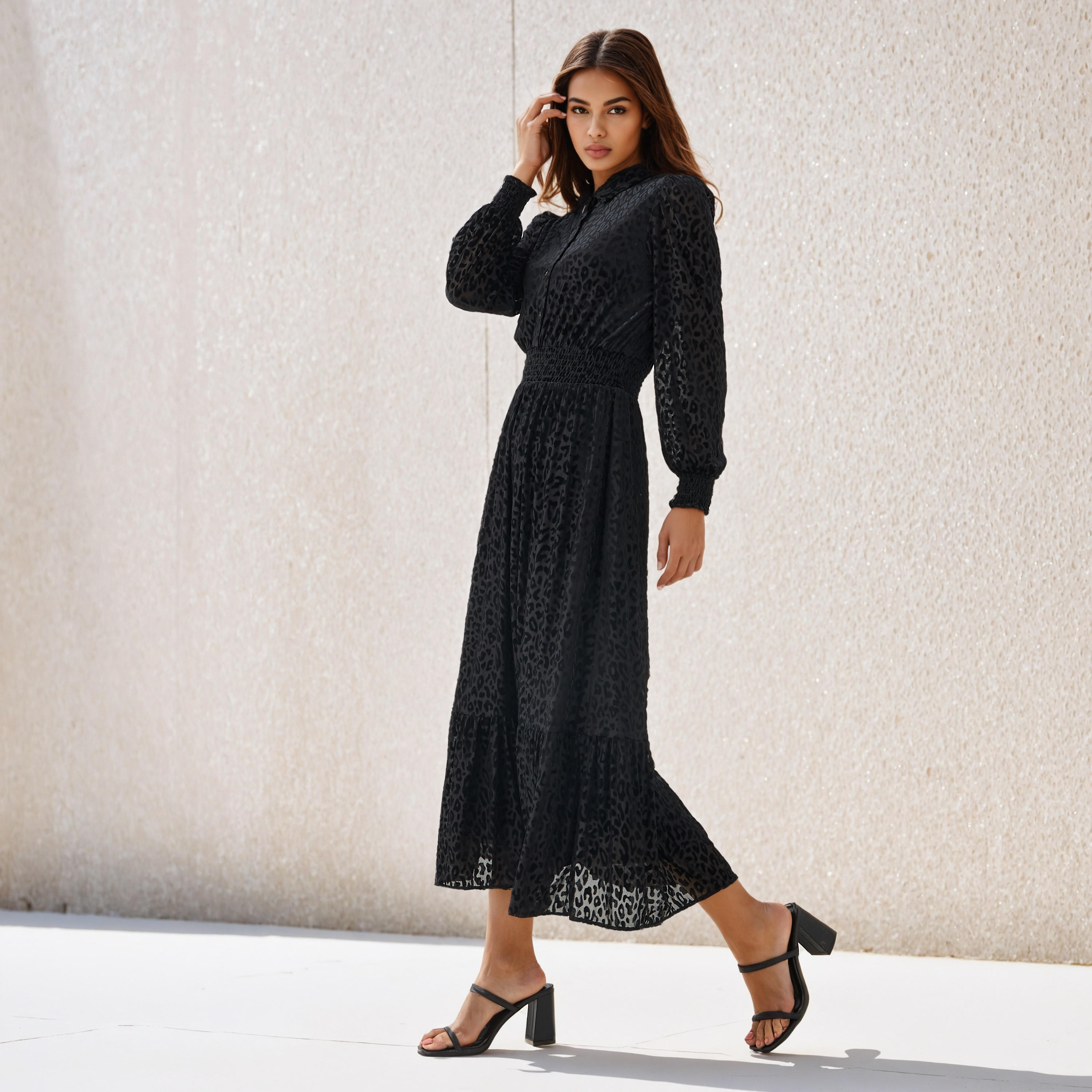 2Xtremz Midi Length Shirt Dress with Smocked Detail-women-clothing-dresses-image-2