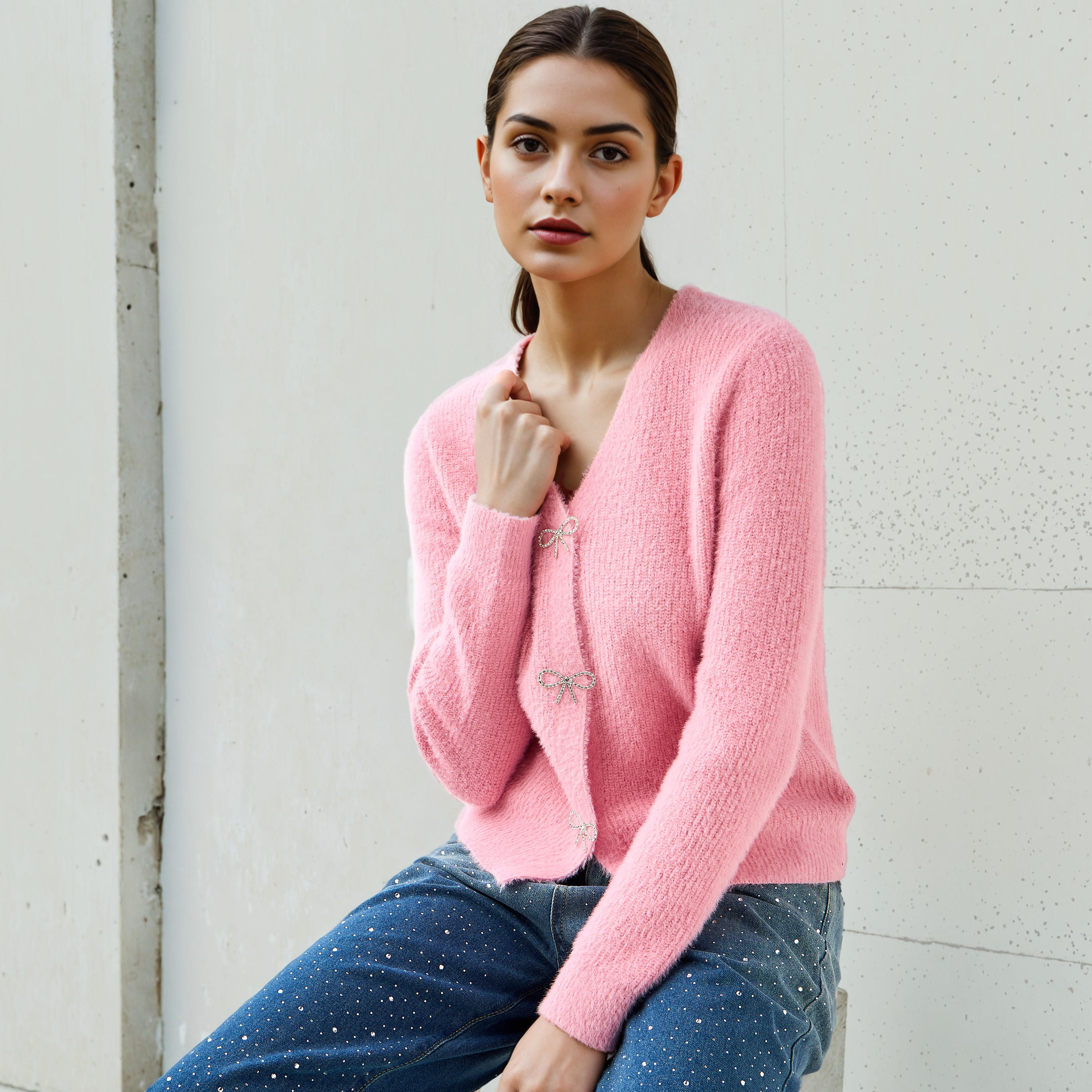 2Xtremz Embellished Bow Button Cardigan-women-winterwear-cardigansandjumpers-cardigans-image-1