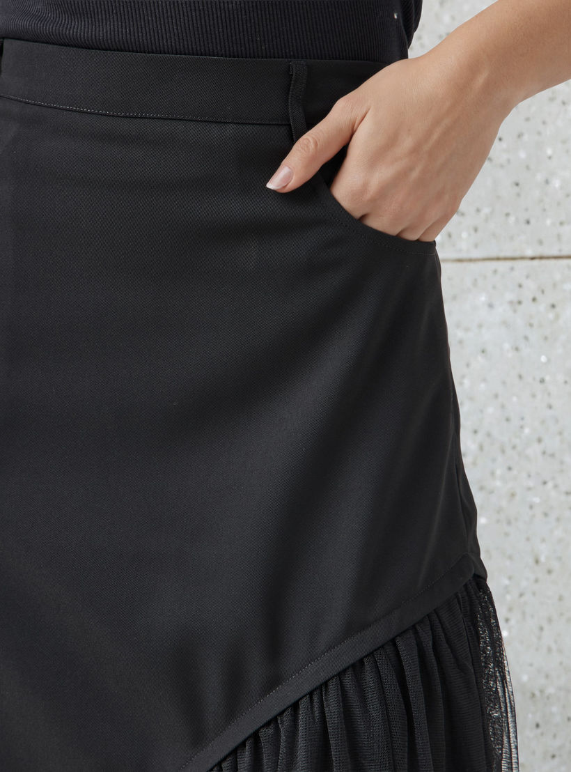 تنورة ميدي شبكية من بوليستر بقصة غير متماثلة من تو إكستريمز-women-clothing-bottoms-skirts-image-5