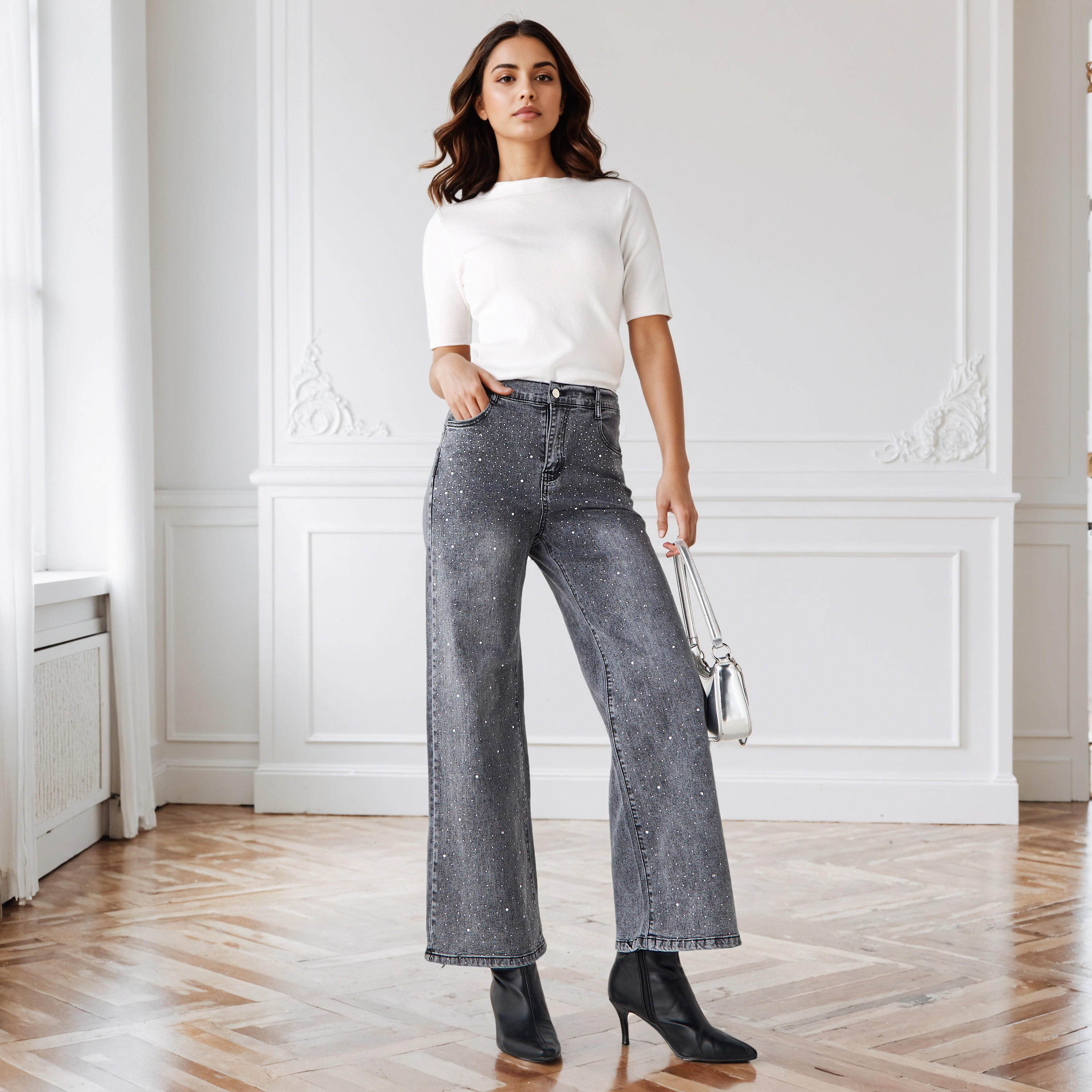 بنطلون جينز مزين بجيوب وقصة عادية من 2Xtremz-women-clothing-bottoms-jeans-image-2