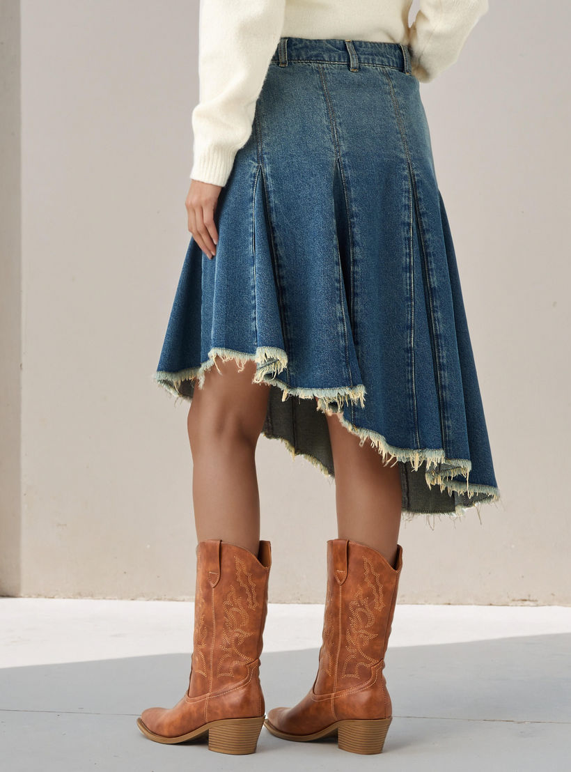 تنورة دينم بحافة غير متماثلة من تو إكستريمز-women-clothing-bottoms-skirts-image-3