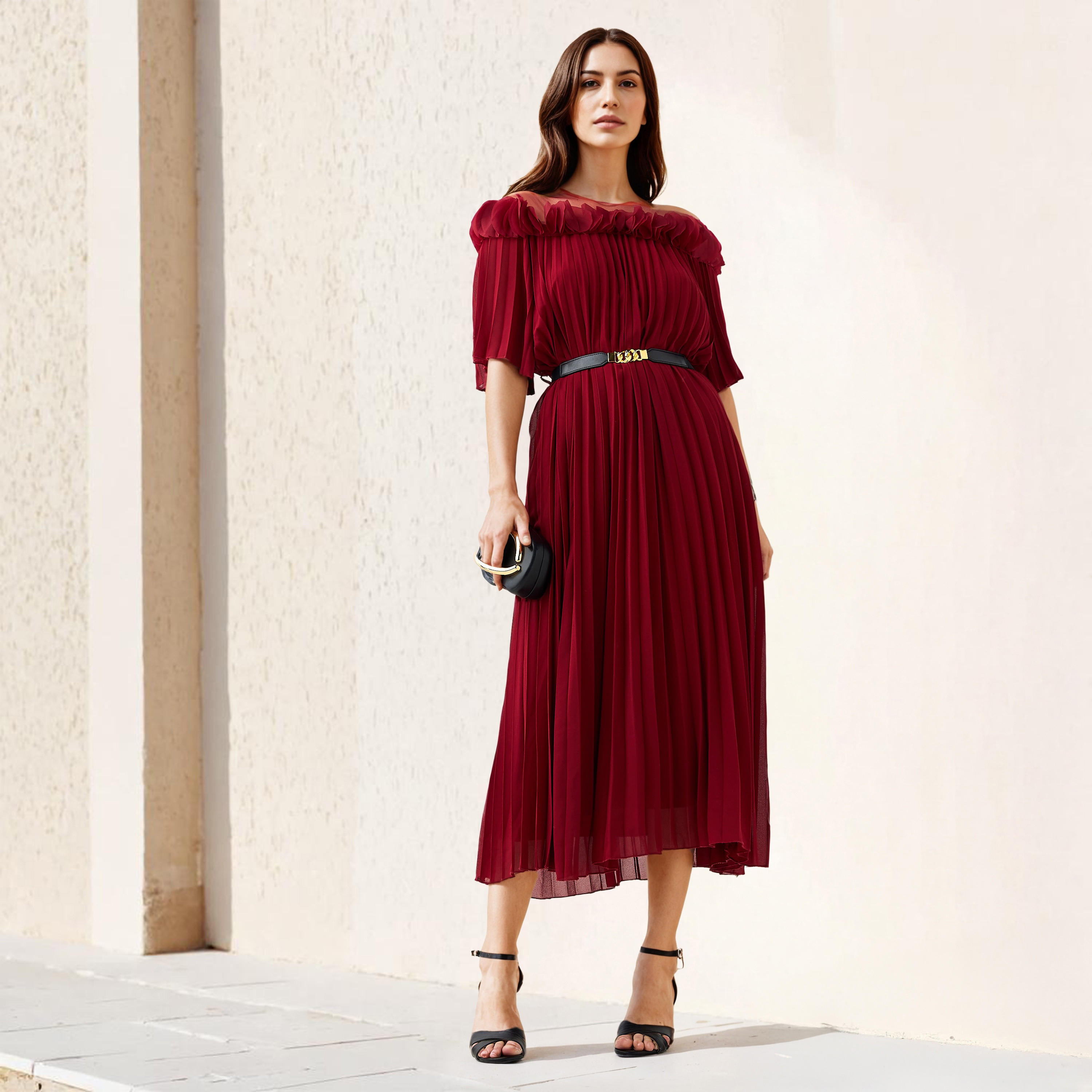 فستان بثنايا وحزام من تو إكستريمز-women-clothing-dresses-image-2