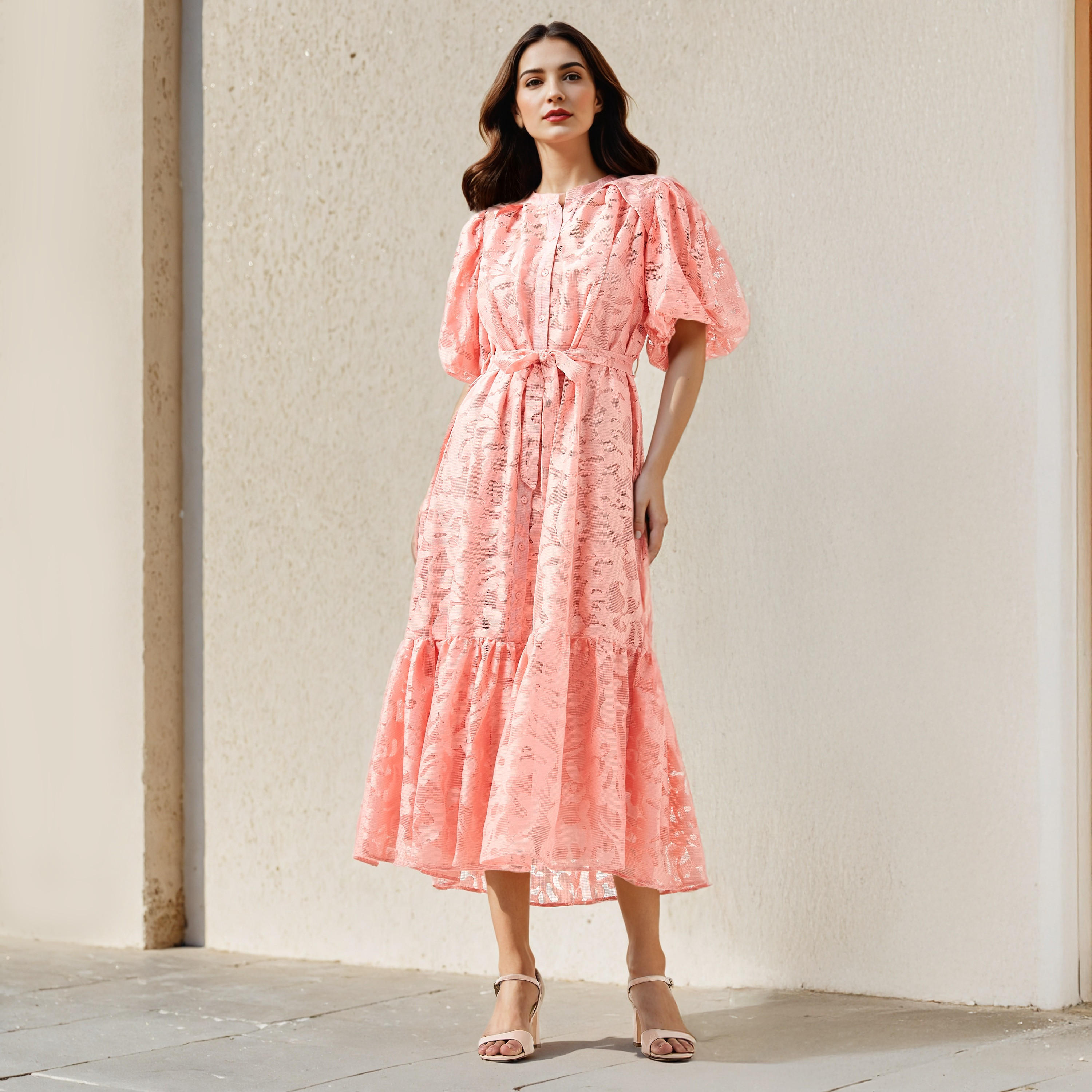 2Xtremz Lace Shirt Dress with Tie-Up Belt-women-clothing-dresses-image-1