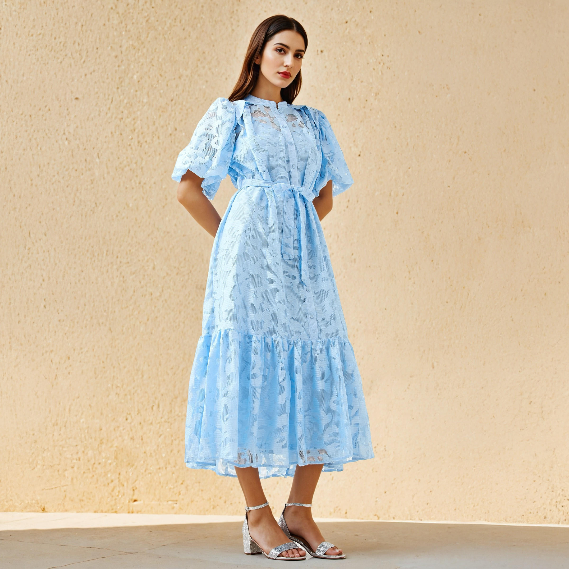 فستان قميص دانتيل بحزام رباط من تو إكستريمز-women-clothing-dresses-image-1