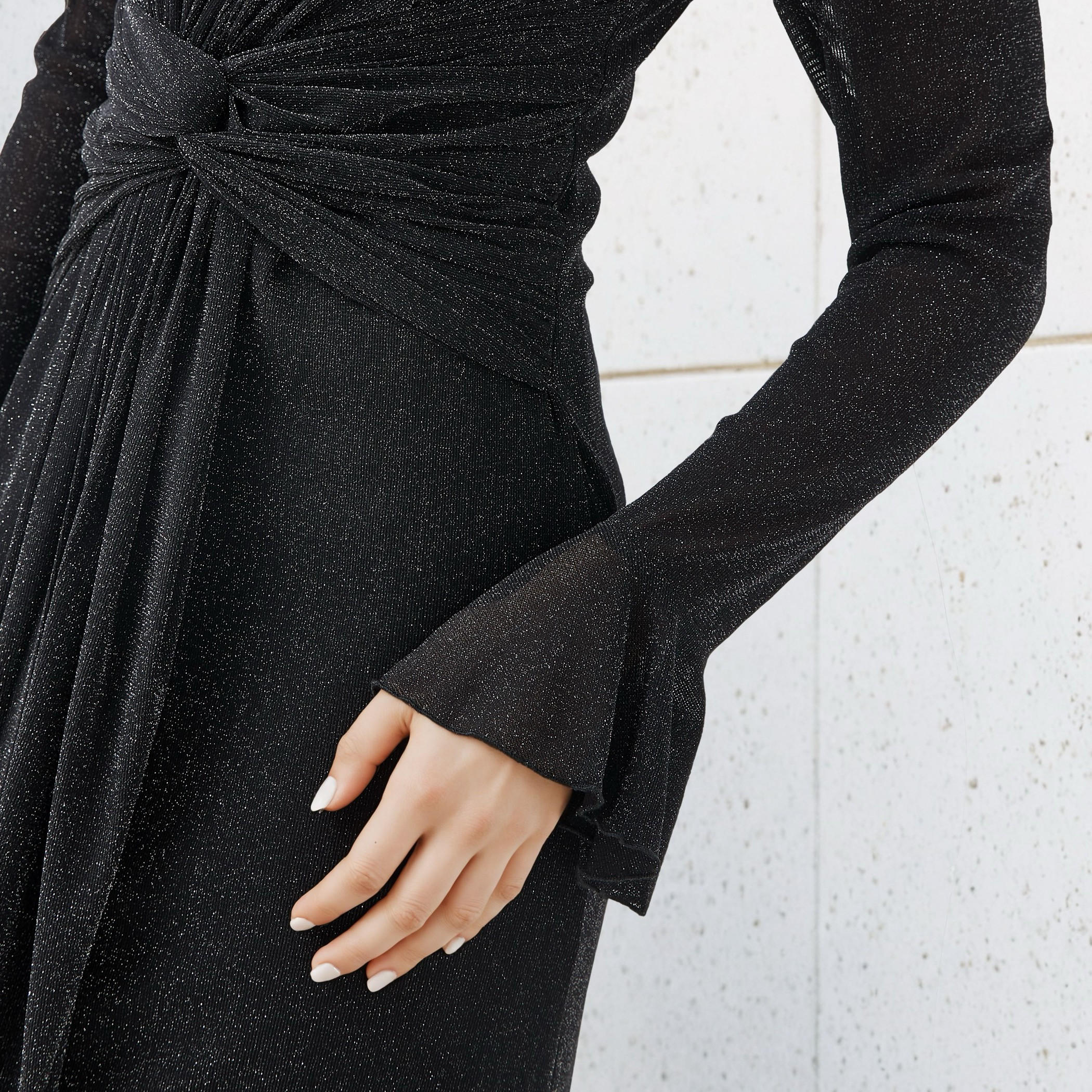 Lurex Accent 2Xtremz Maxi Nylon Blend Dress with Bell Sleeves-women-clothing-dresses-image-5