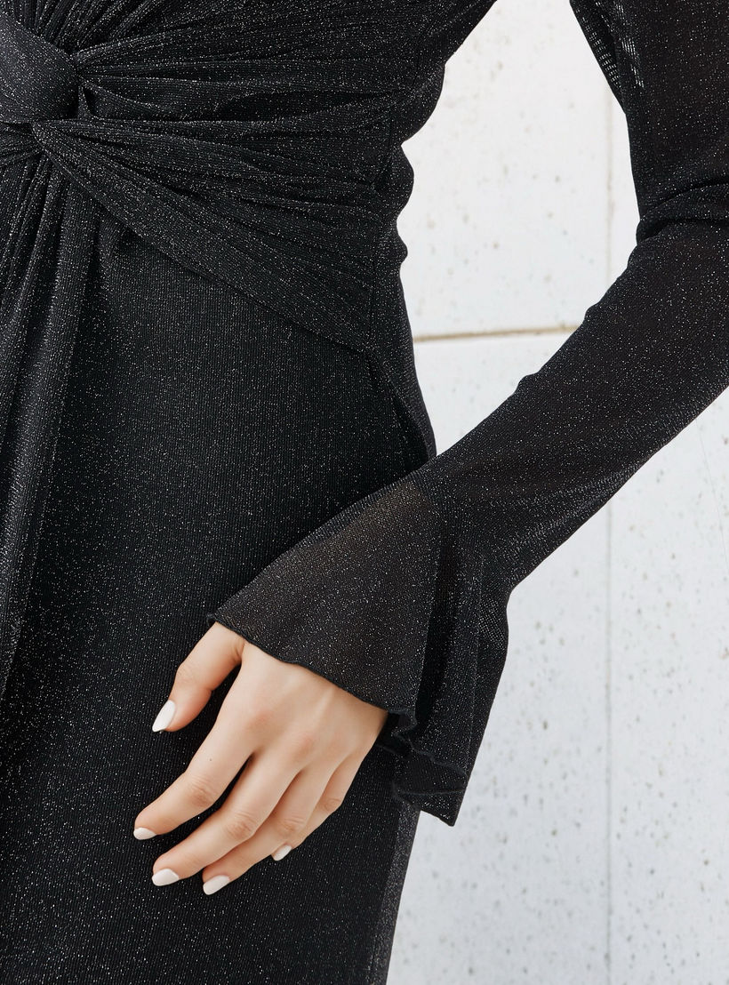 فستان ماكسي مزيج نايلون وزينة لوريكس وأكمام جرس من تو إكستريمز-women-clothing-dresses-image-5