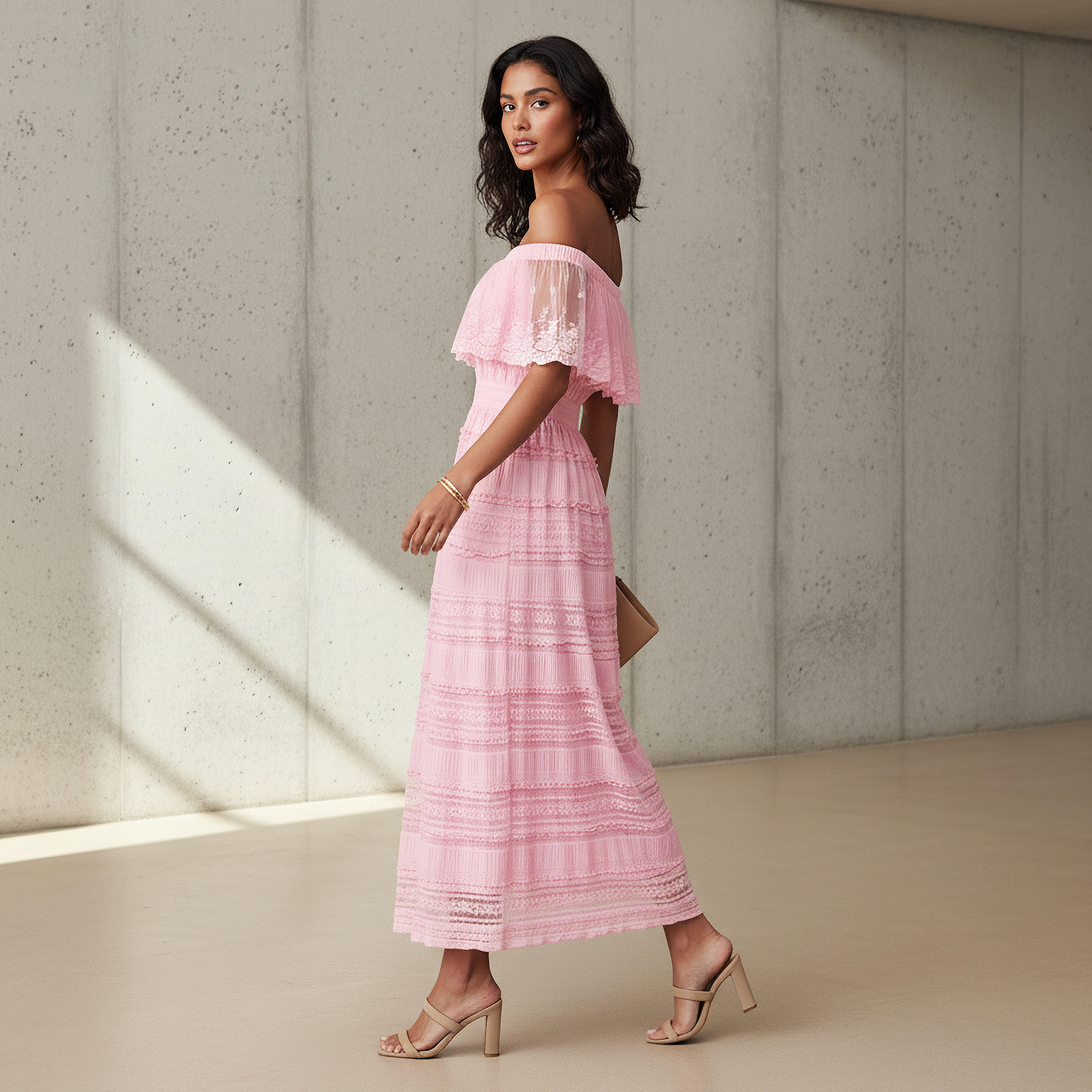 2Xtremz Lace Off Shoulder Dress with Ruffle Polyester-women-clothing-dresses-image-3
