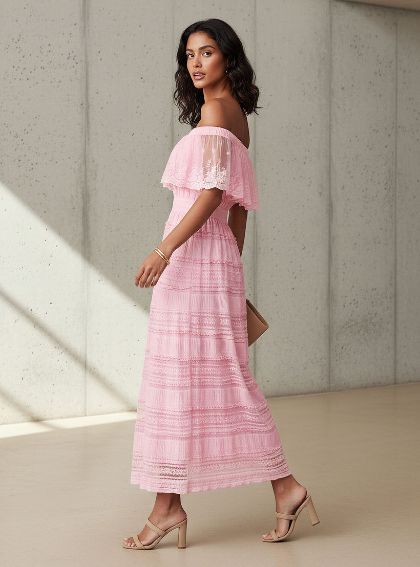 2Xtremz Lace Off Shoulder Dress with Ruffle Polyester-women-clothing-dresses-image-3