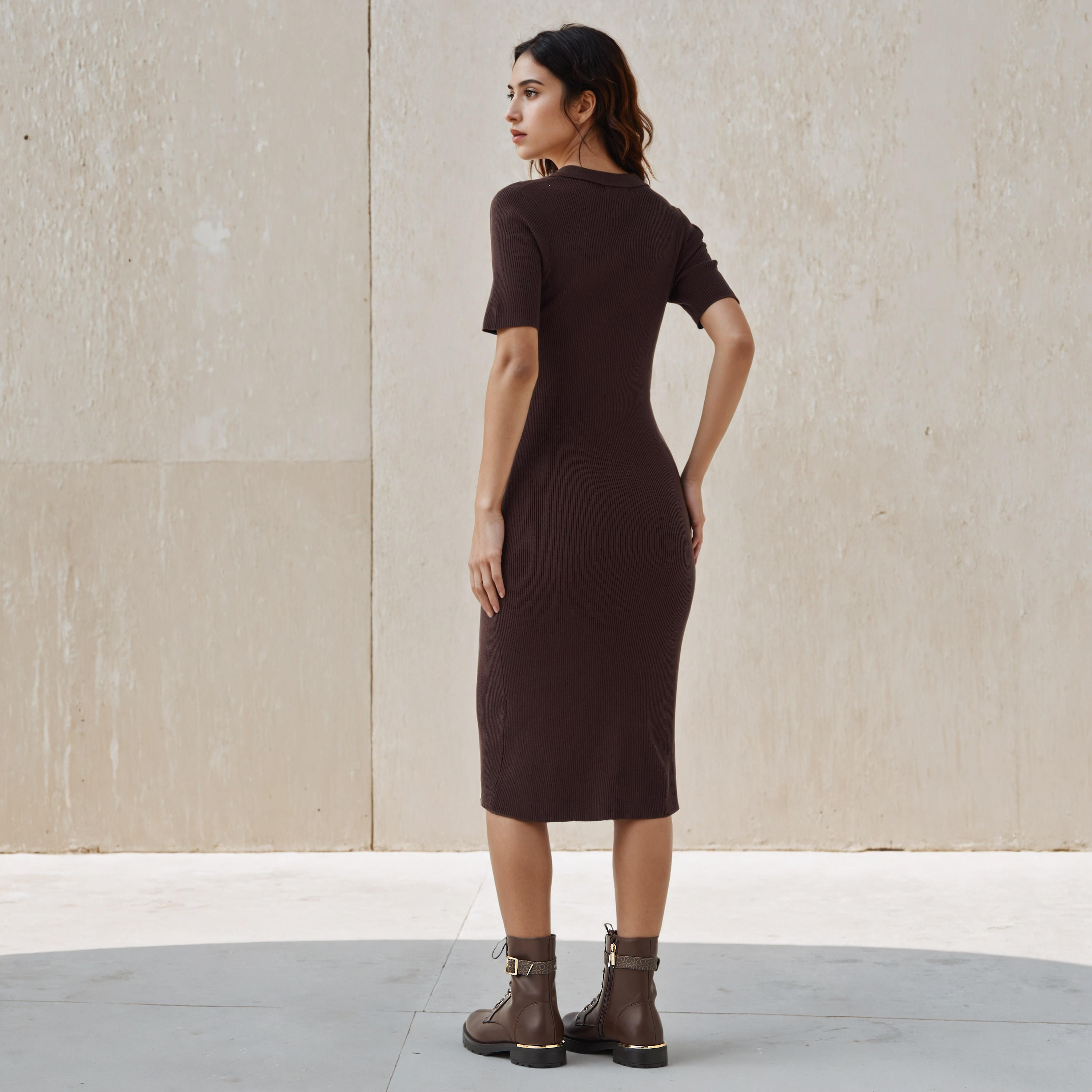 2Xtremz Bodycon Midi Dress with Button Placket-women-clothing-dresses-image-3
