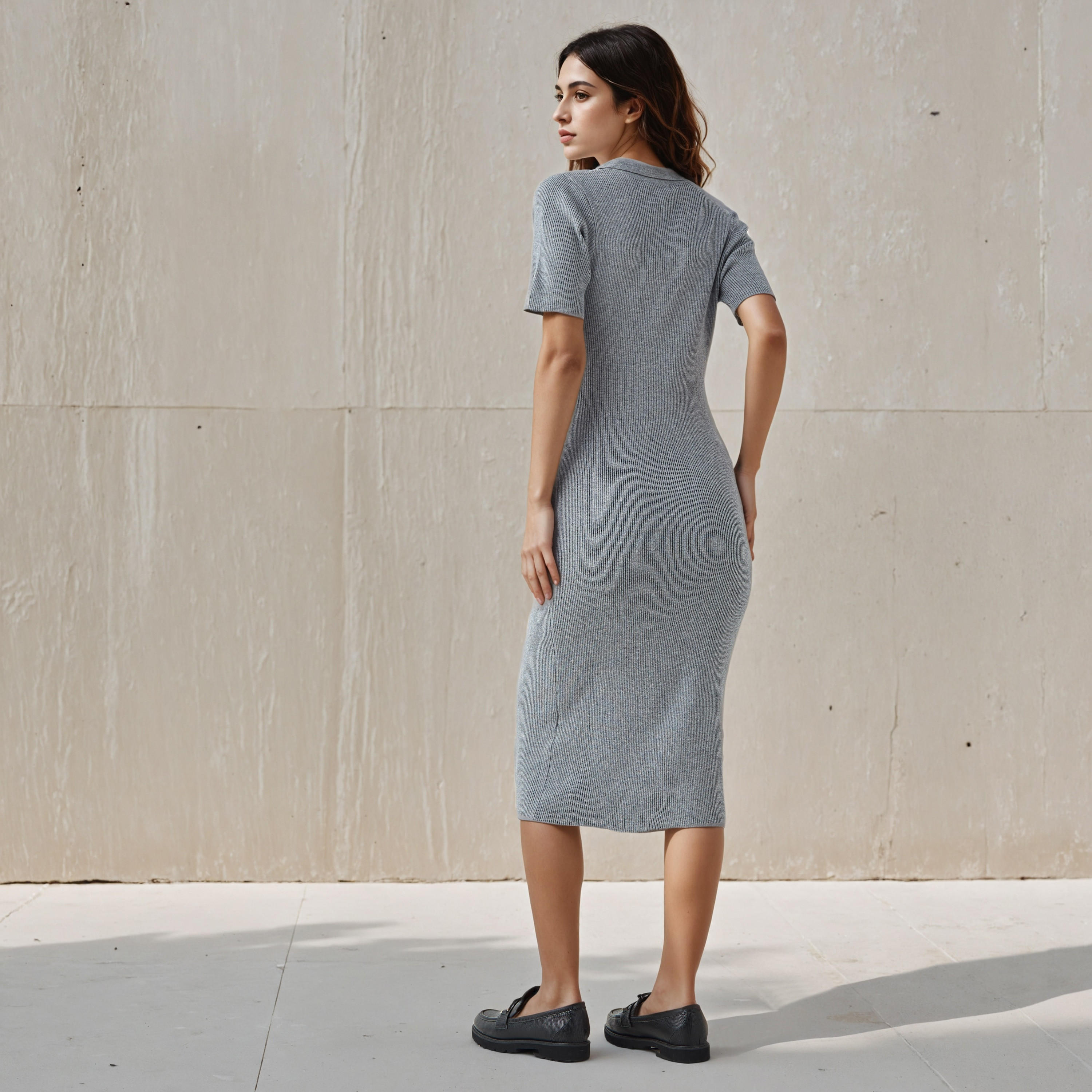 2Xtremz Bodycon Midi Dress with Button Placket-women-clothing-dresses-image-3
