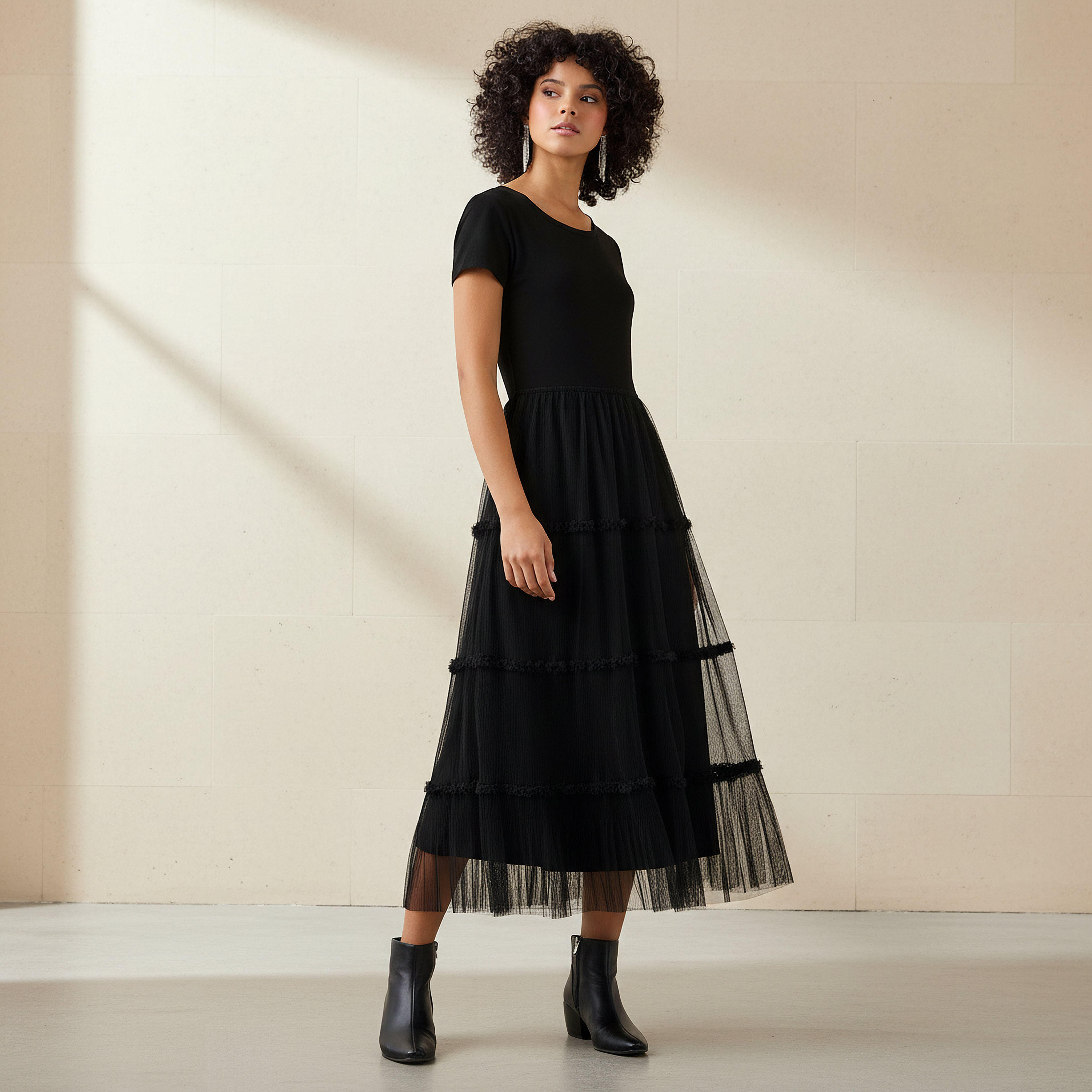 2Xtremz A-line Midi Dress with Ruffle Trim-women-clothing-dresses-image-1