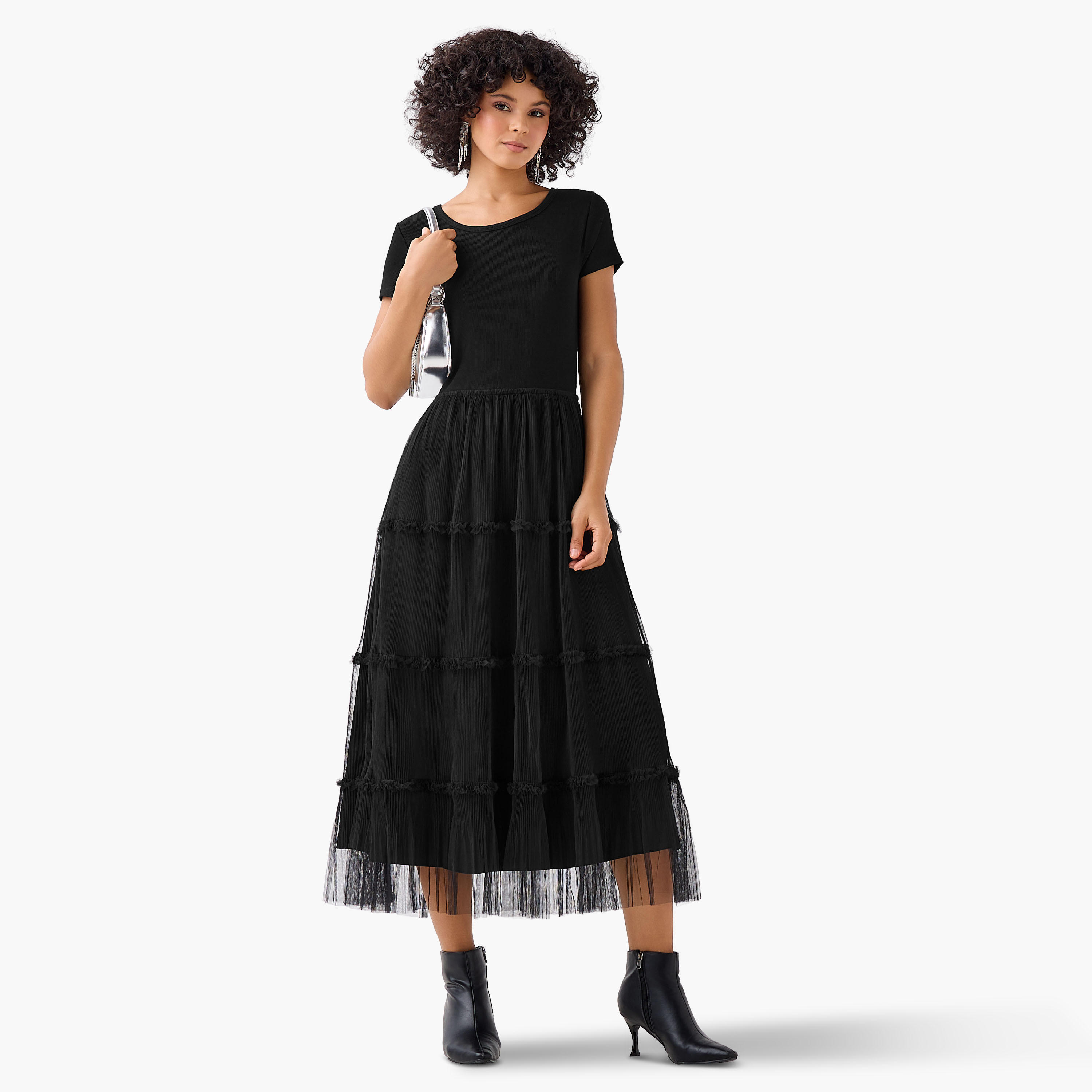 2Xtremz A-line Midi Dress with Ruffle Trim-women-clothing-dresses-image-2