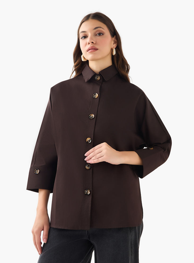 2Xtremz Cotton Oversized Shirt 3/4 Sleeves-women-clothing-shirtsandblouses-shirts-image-2