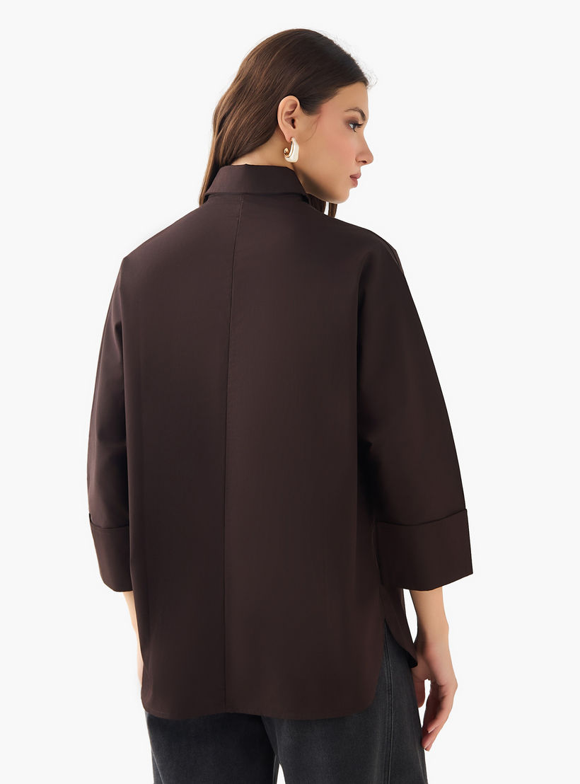 2Xtremz Cotton Oversized Shirt 3/4 Sleeves-women-clothing-shirtsandblouses-shirts-image-5