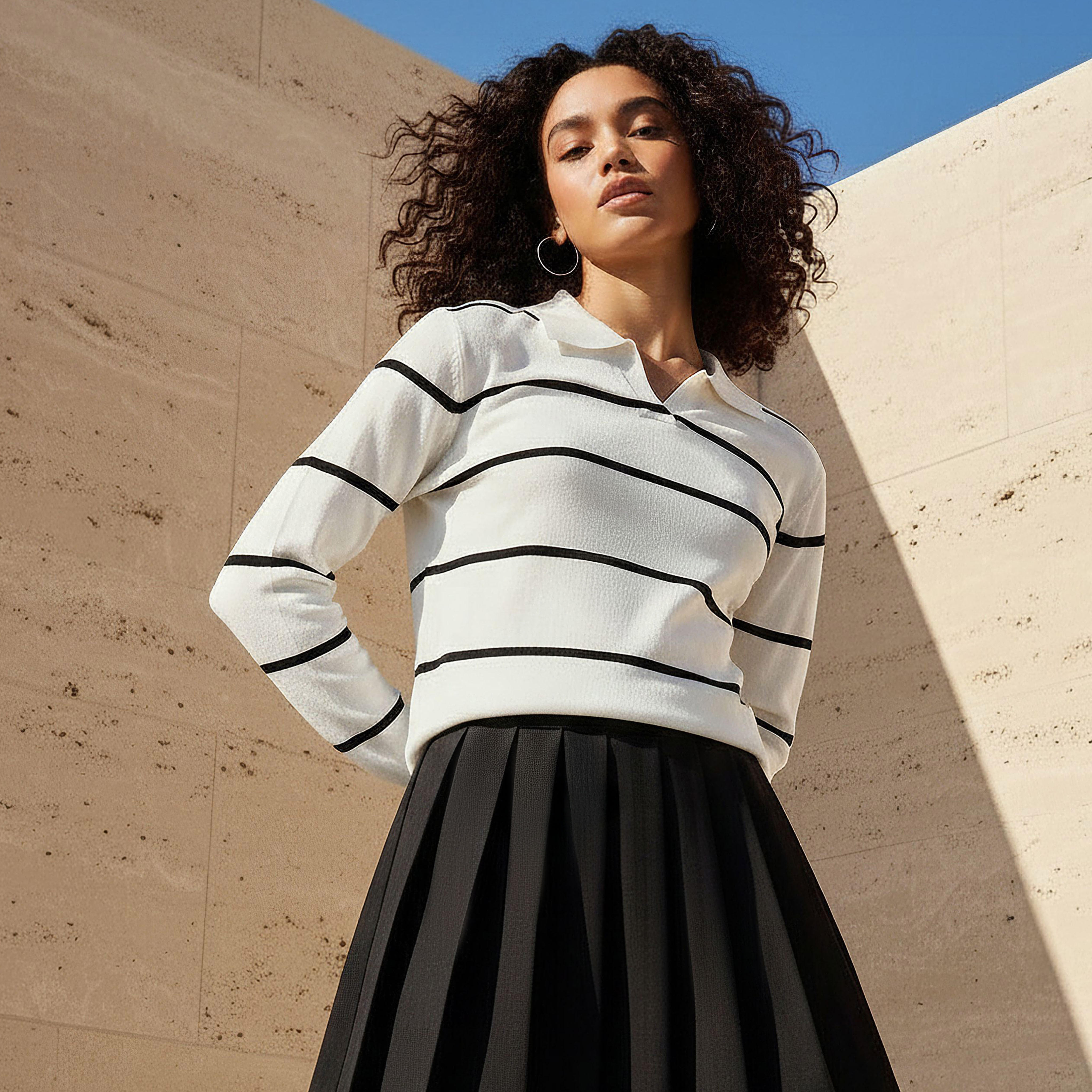 2Xtremz Regular Fit Striped Collared Tricot Sweater-women-clothing-cardigansandjumpers-jumpers-image-1