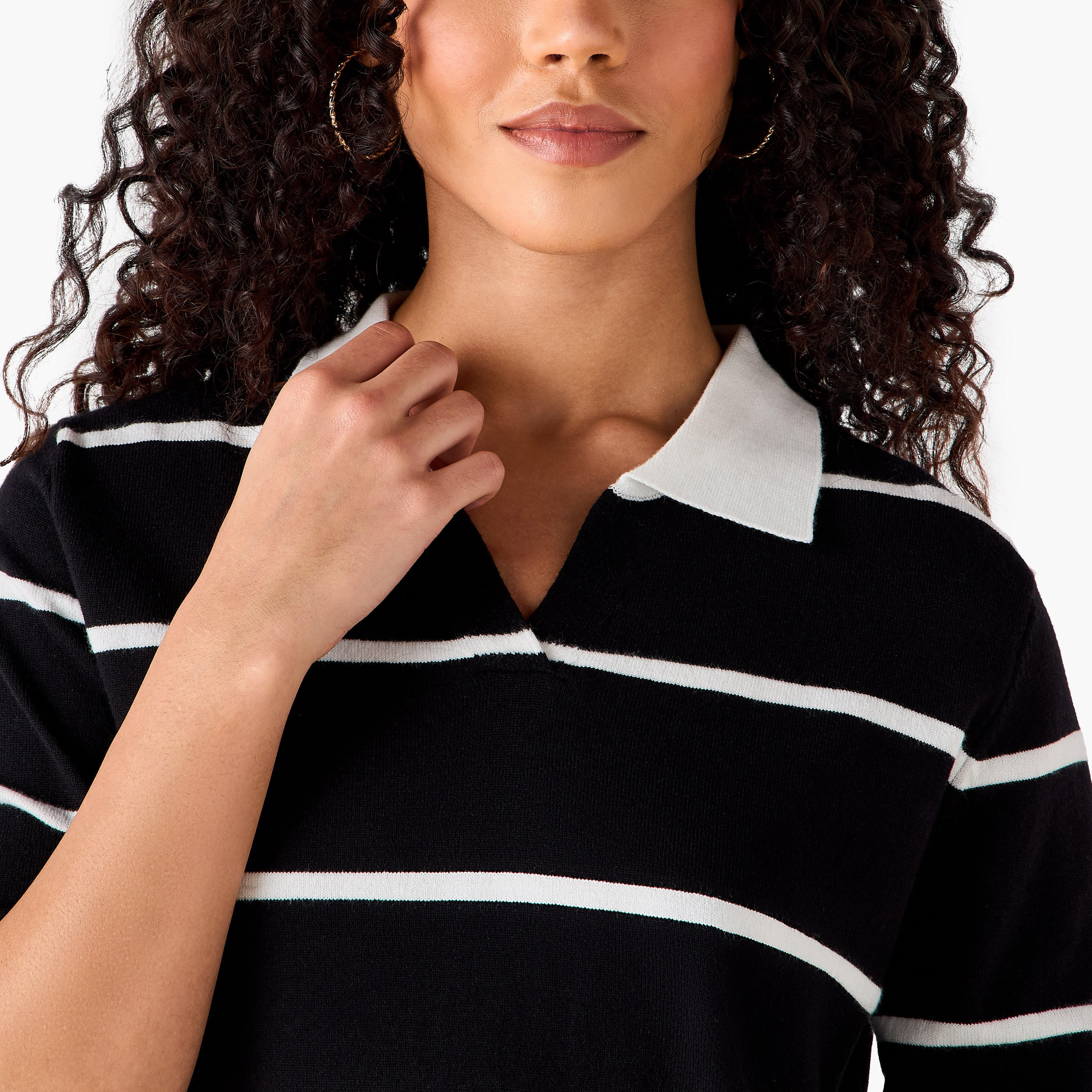 كنزة تريكو بقصّة عادية وياقة مخططة من تو إكستريمز-women-clothing-cardigansandjumpers-jumpers-image-5
